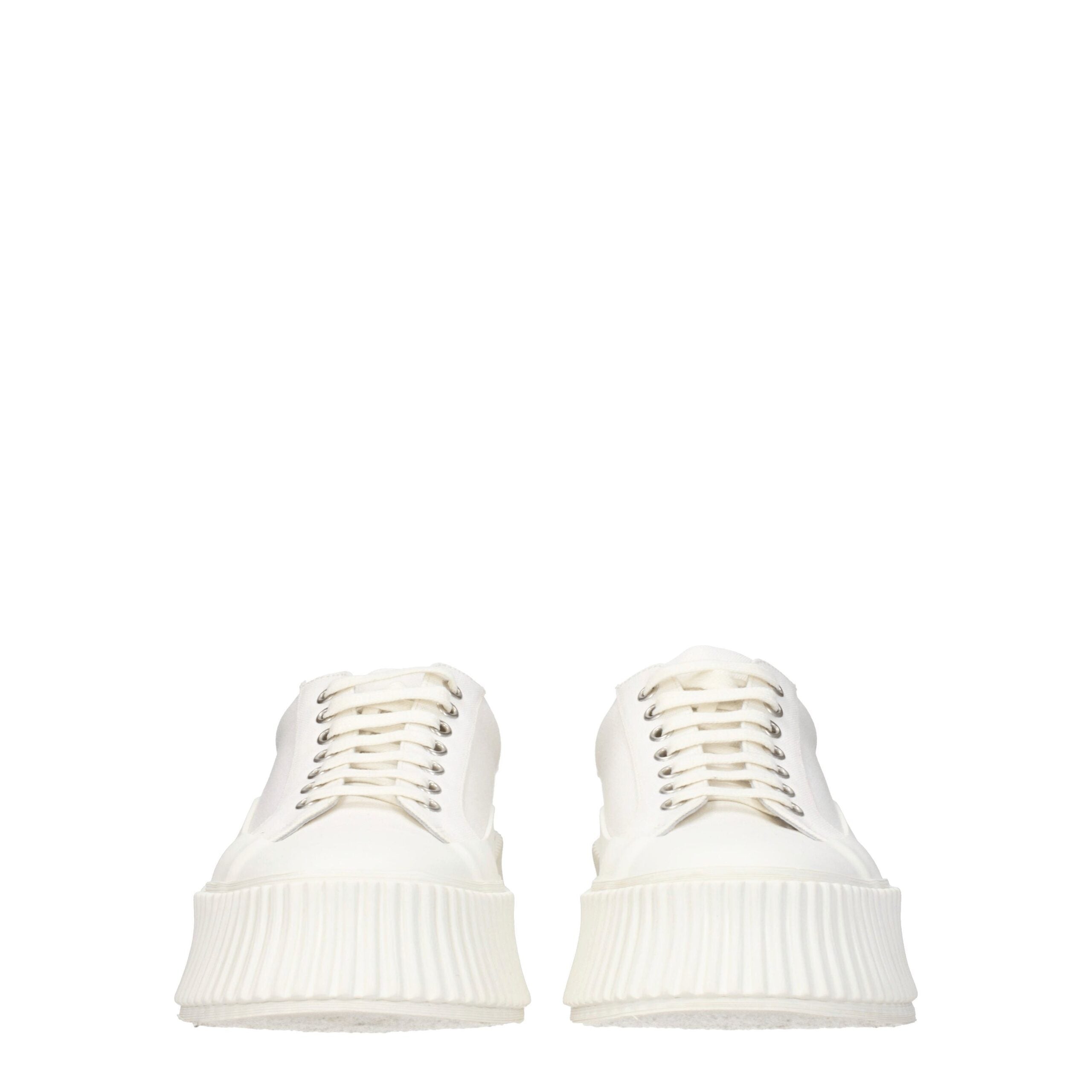 Jil Sander White Fabric Platform Men's Sneakers