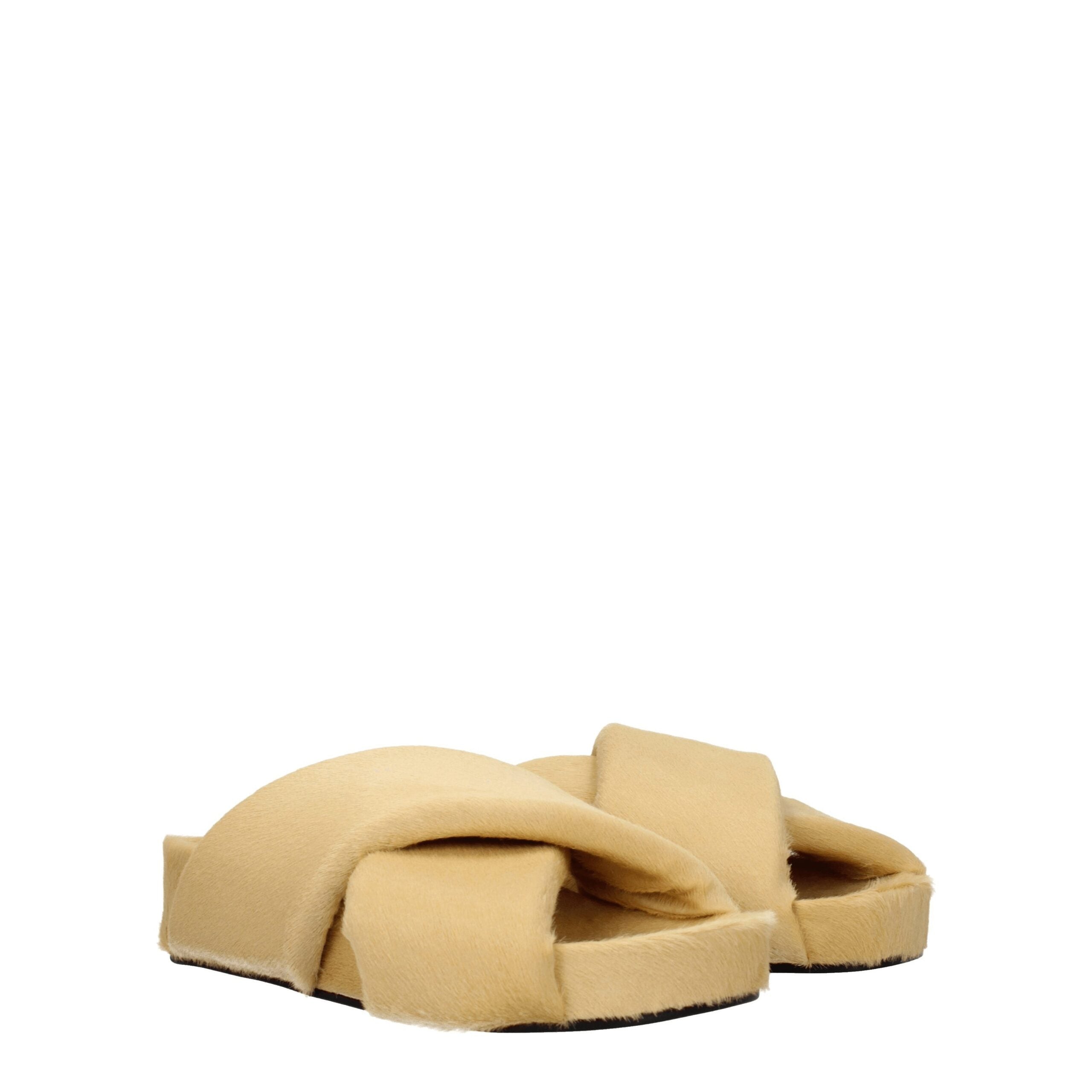 Jil Sander Beige Horsehair Women's Slippers