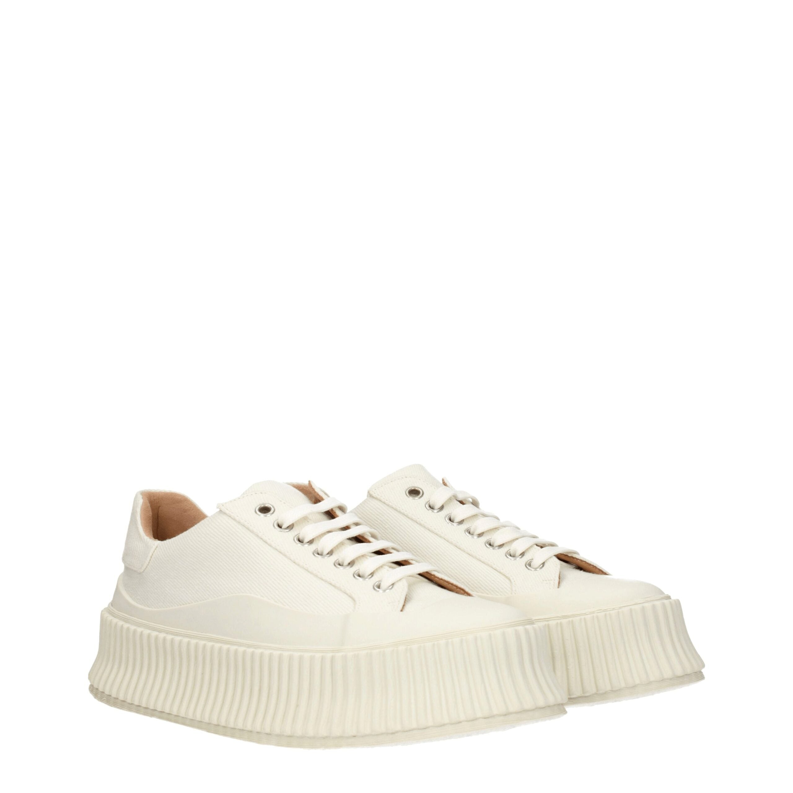 Jil Sander White Fabric Platform Women's Sneakers