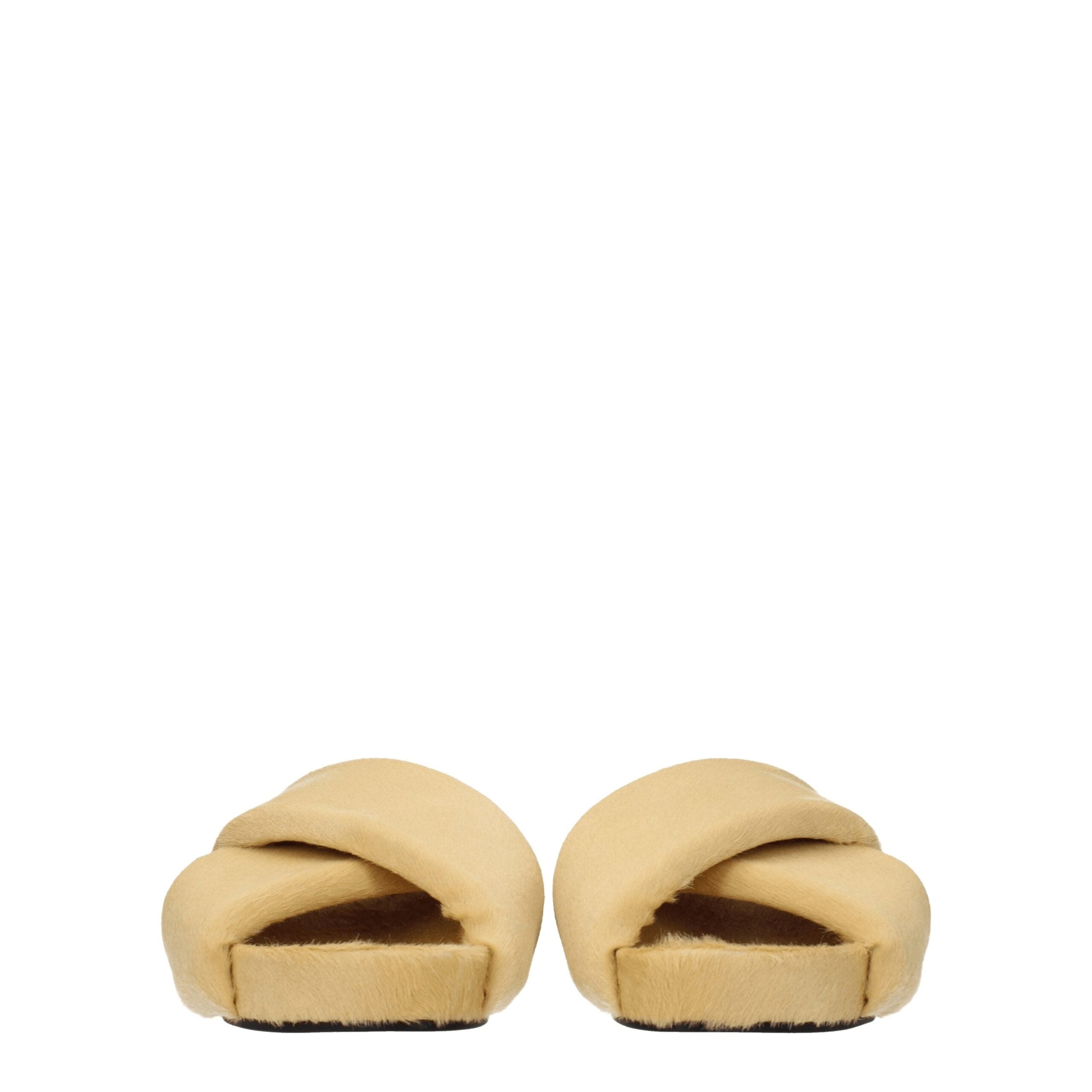 Jil Sander Beige Horsehair Women's Slippers