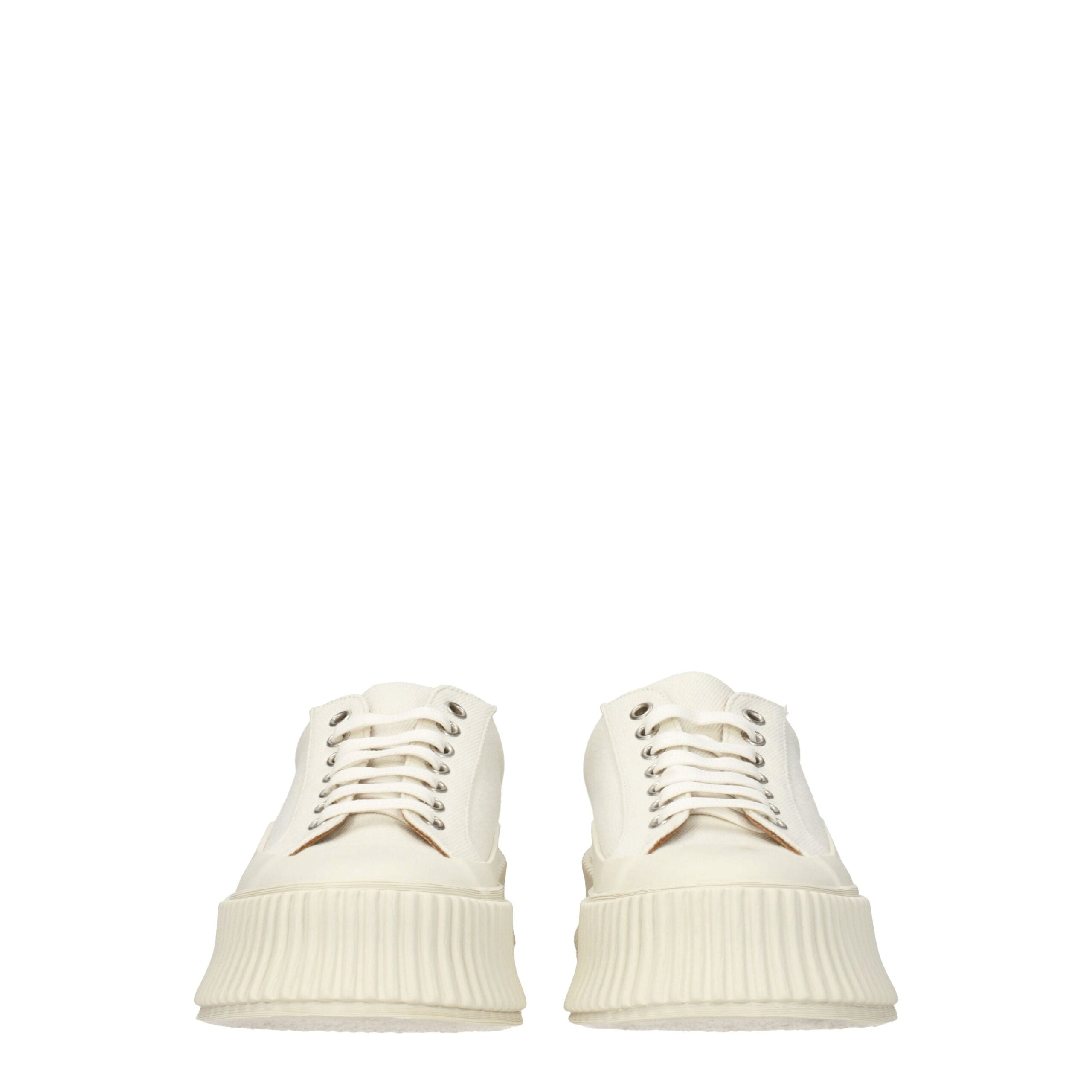 Jil Sander White Fabric Platform Women's Sneakers