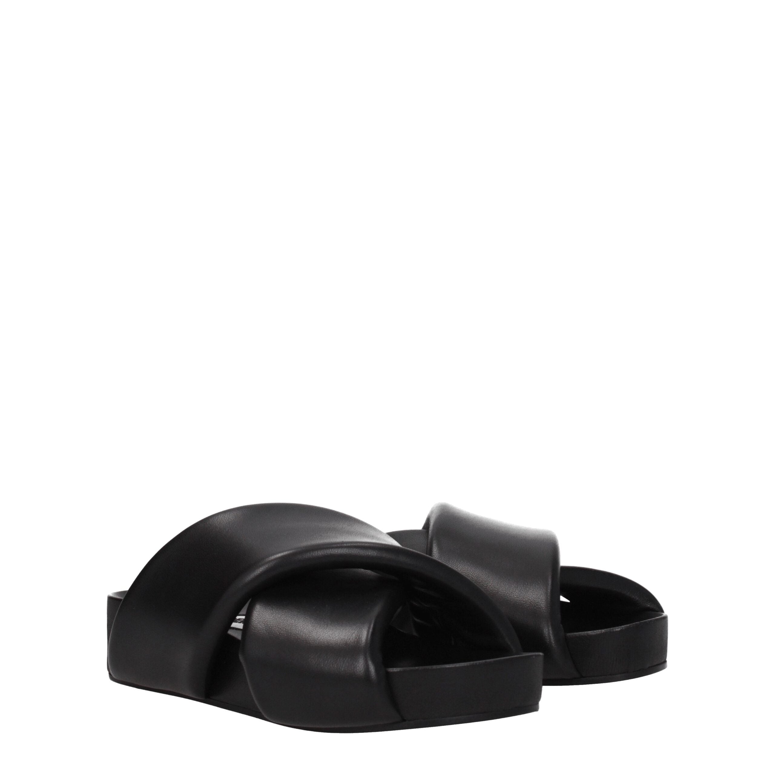 Jil Sander Black Leather Women's Slippers