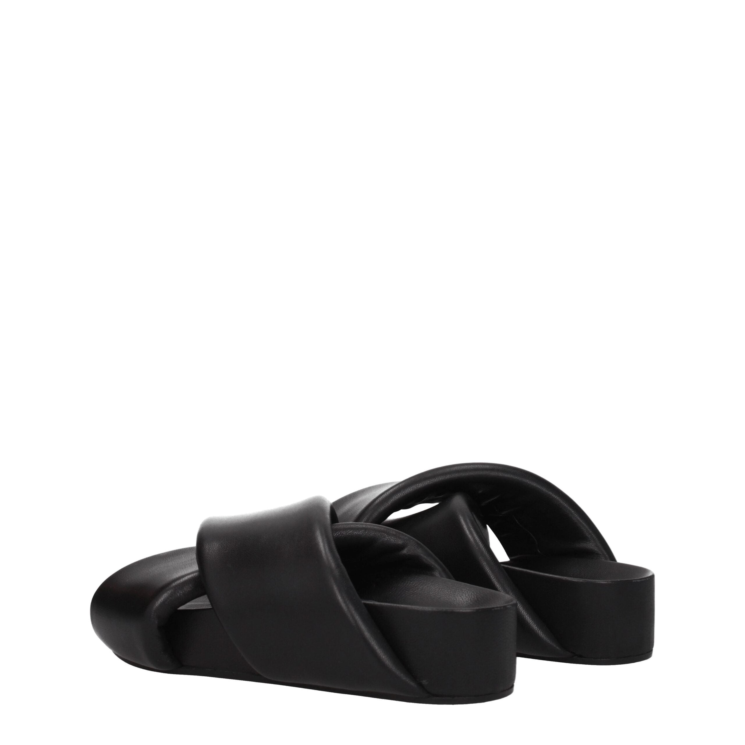 Jil Sander Black Leather Women's Slippers