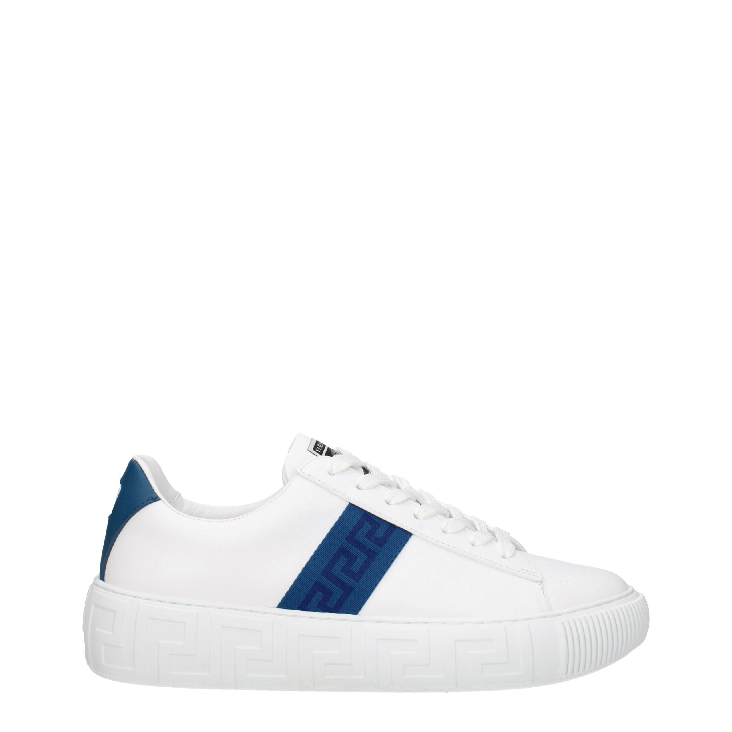 Versace White Leather Low Men's Tops