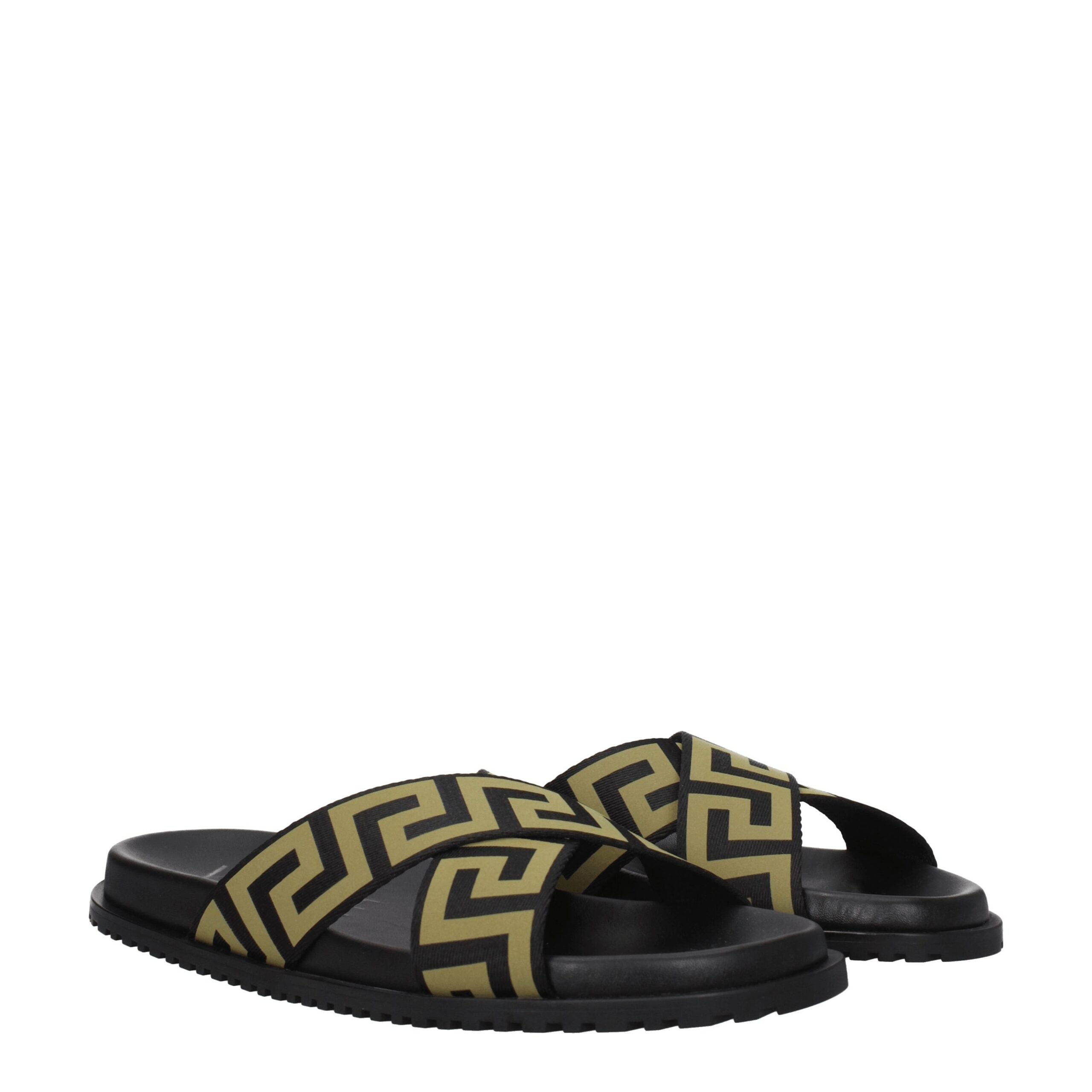 Versace Black Fabric Slippers Men's Sandals