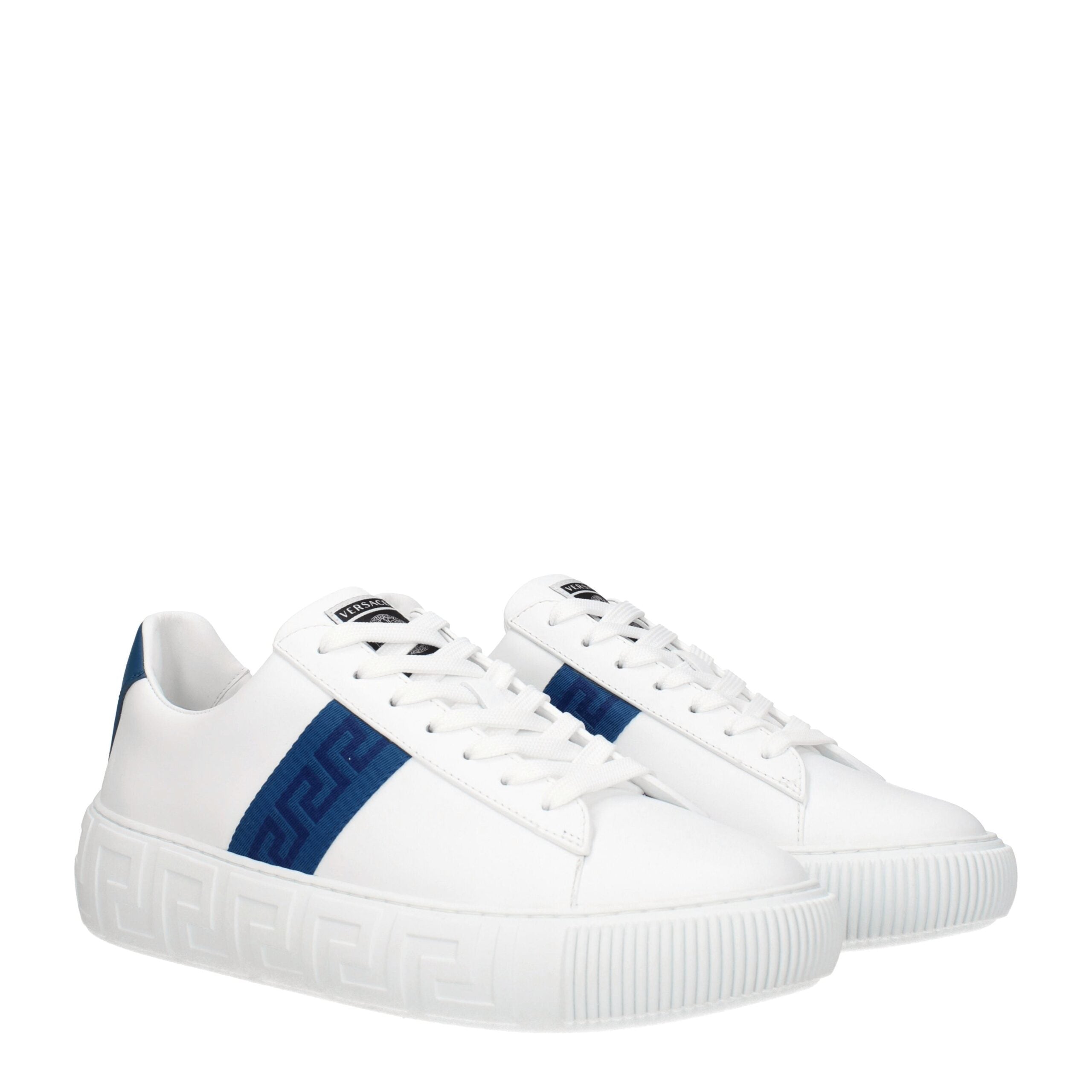 Versace White Leather Low Men's Tops