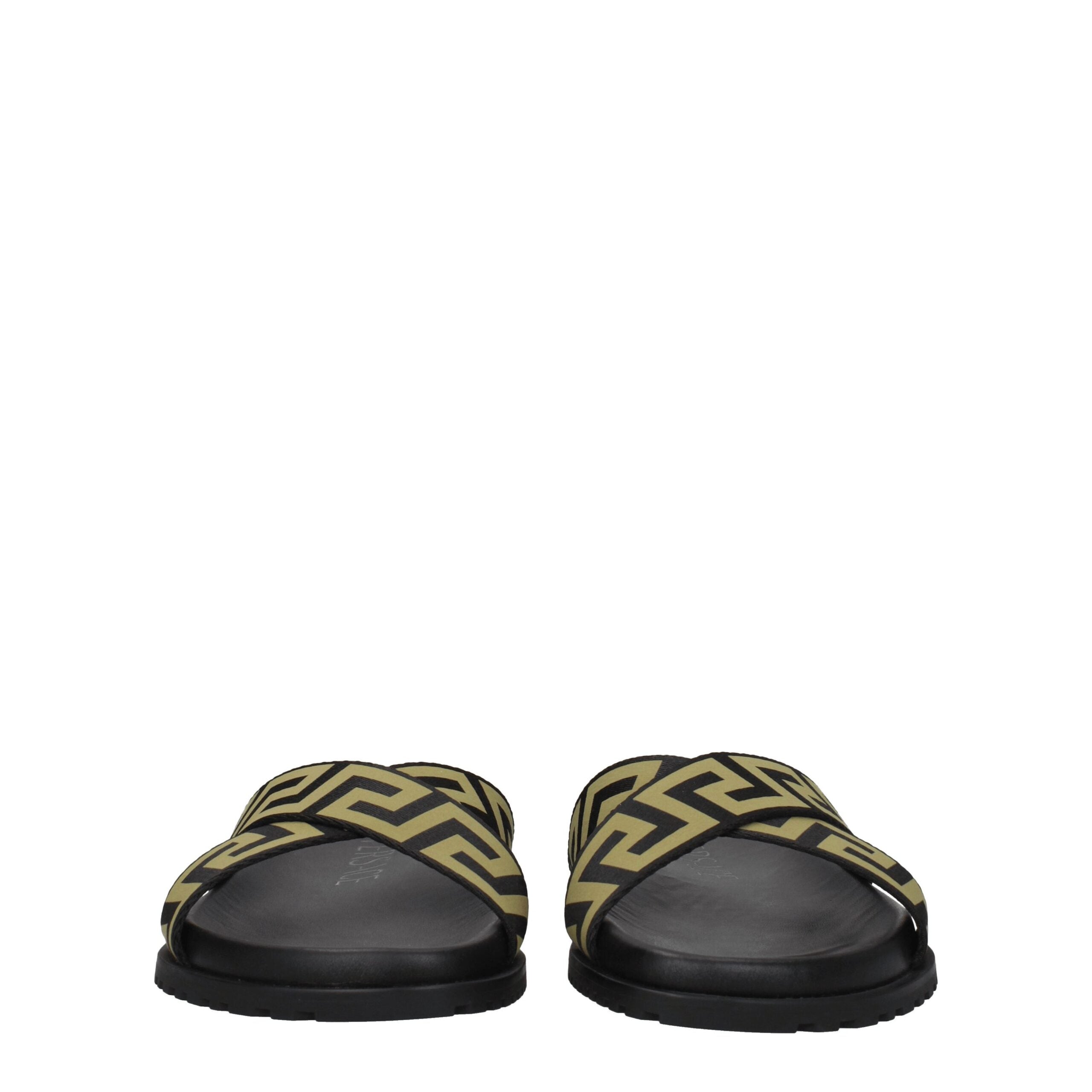 Versace Black Fabric Slippers Men's Sandals