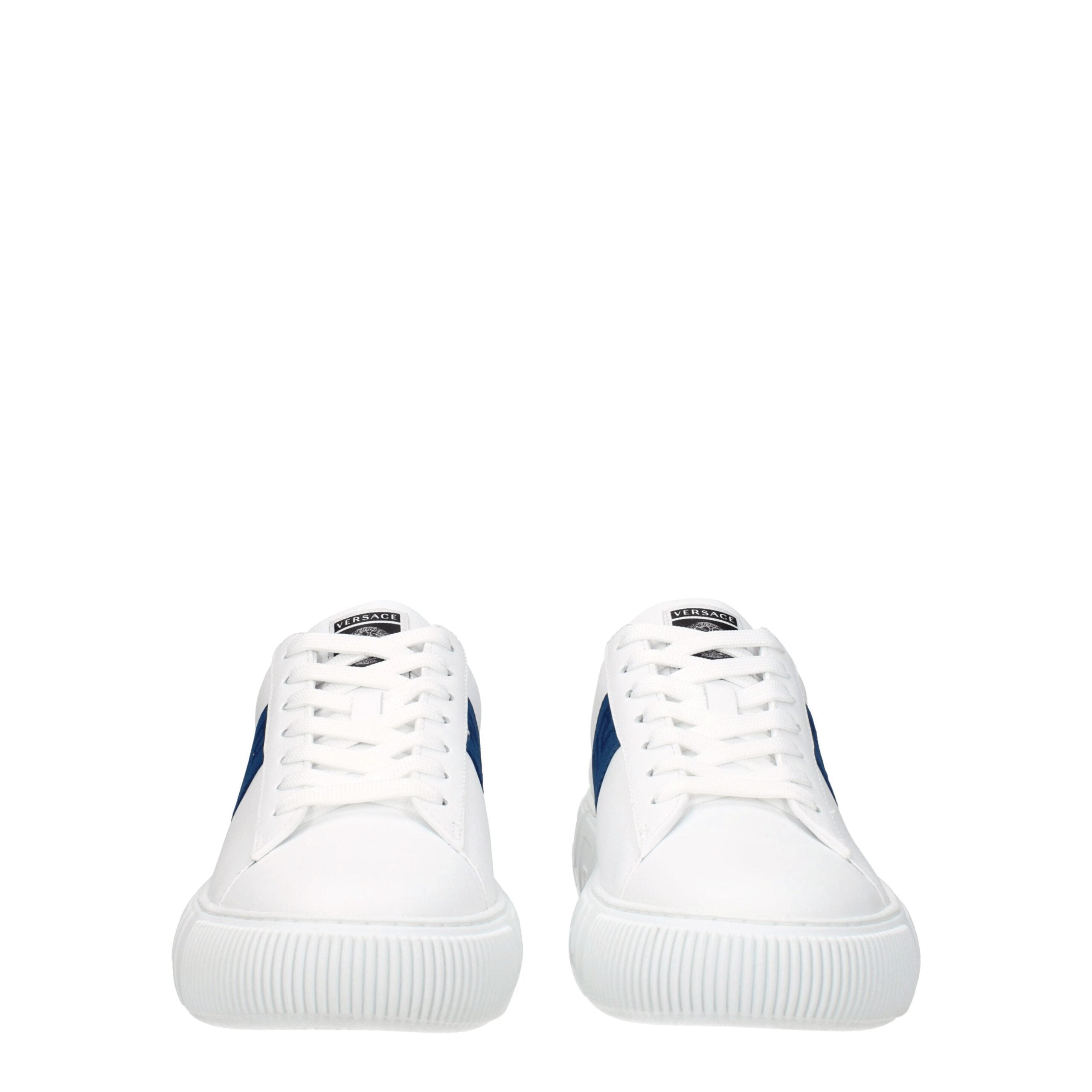 Versace White Leather Low Men's Tops