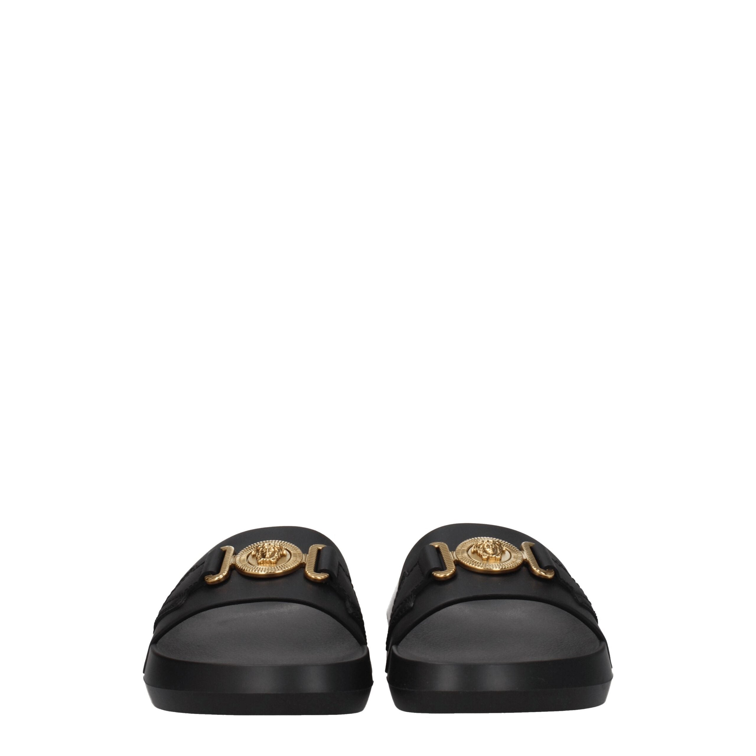 Versace Black Leather Women's Slippers