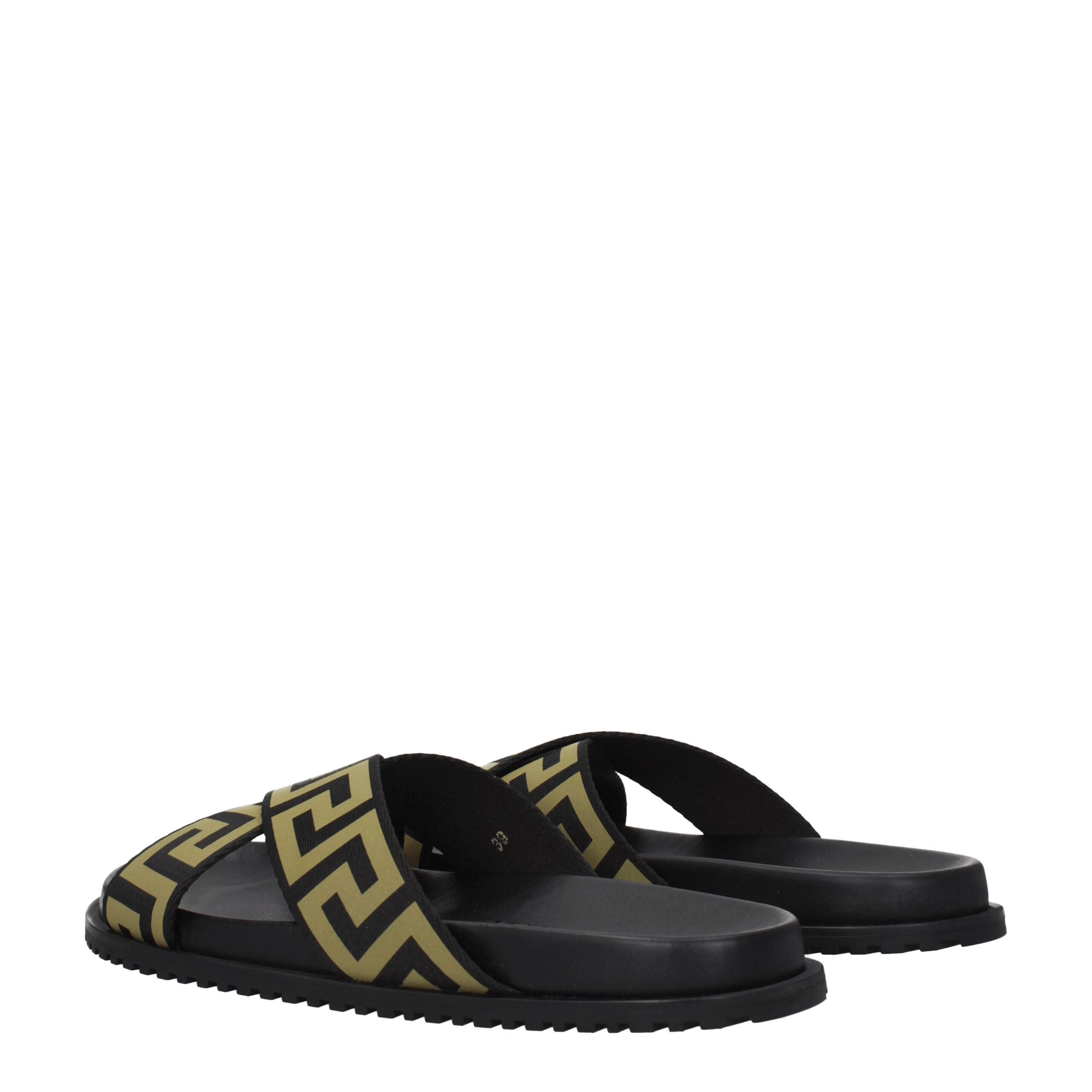 Versace Black Fabric Slippers Men's Sandals