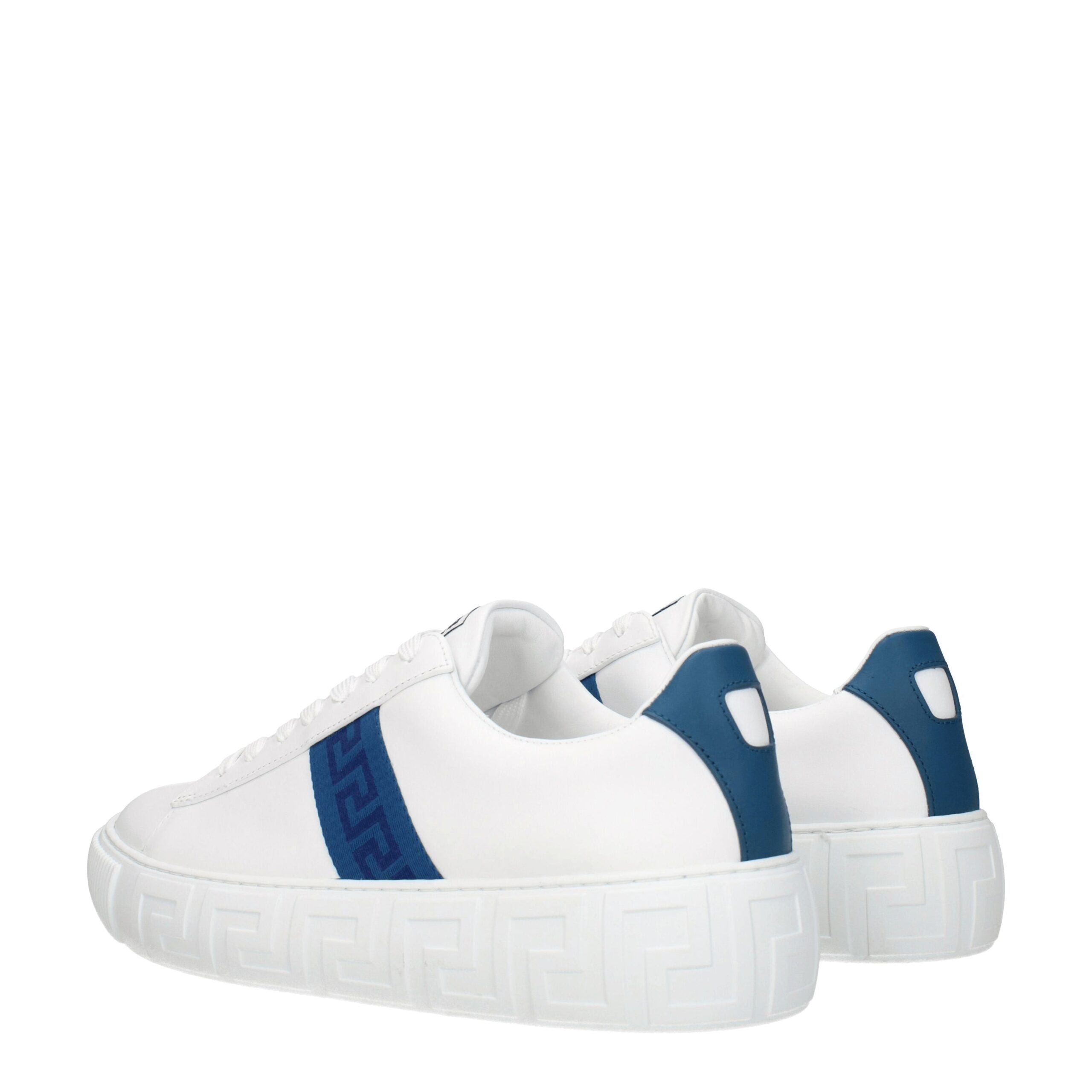 Versace White Leather Low Men's Tops