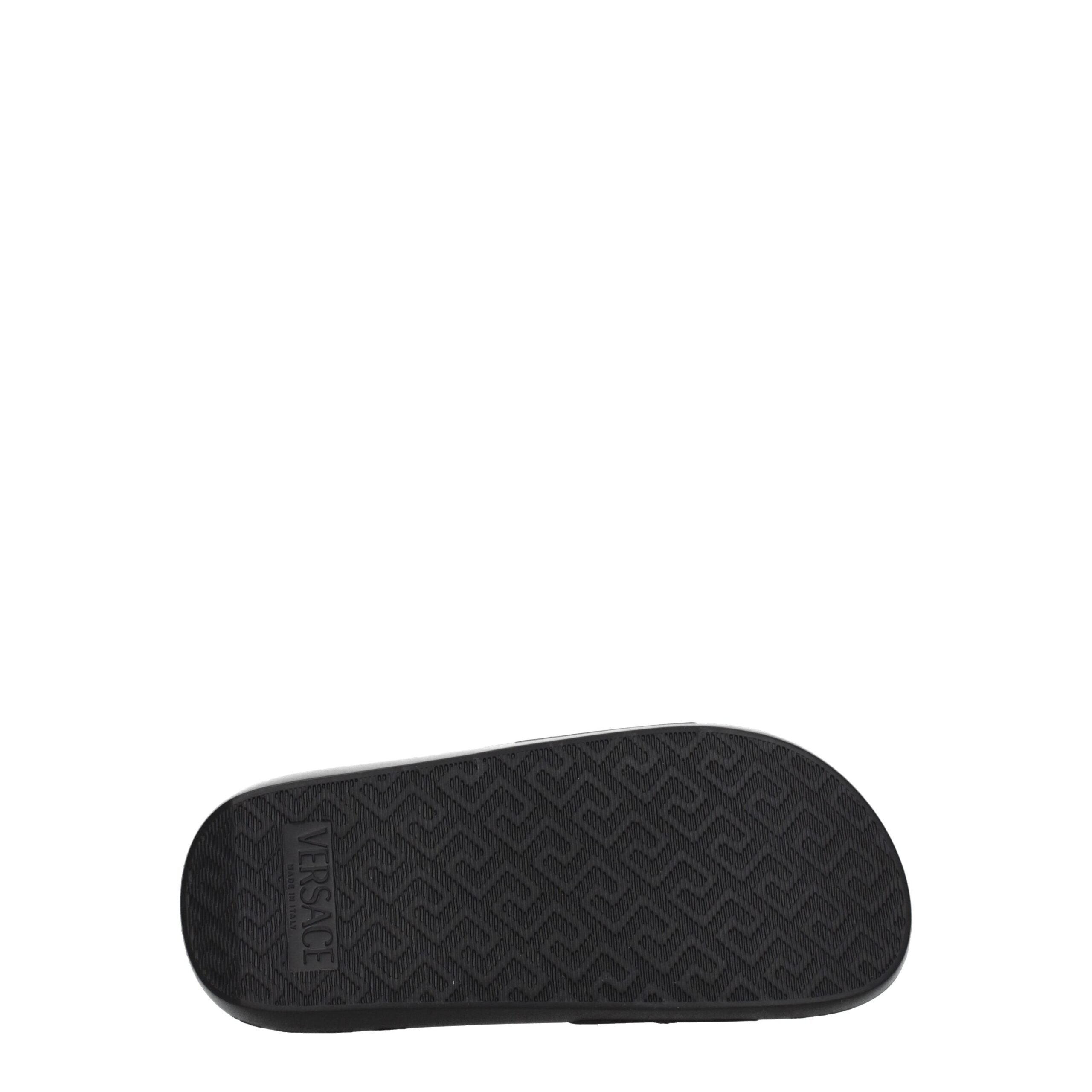 Versace Black Leather Women's Slippers