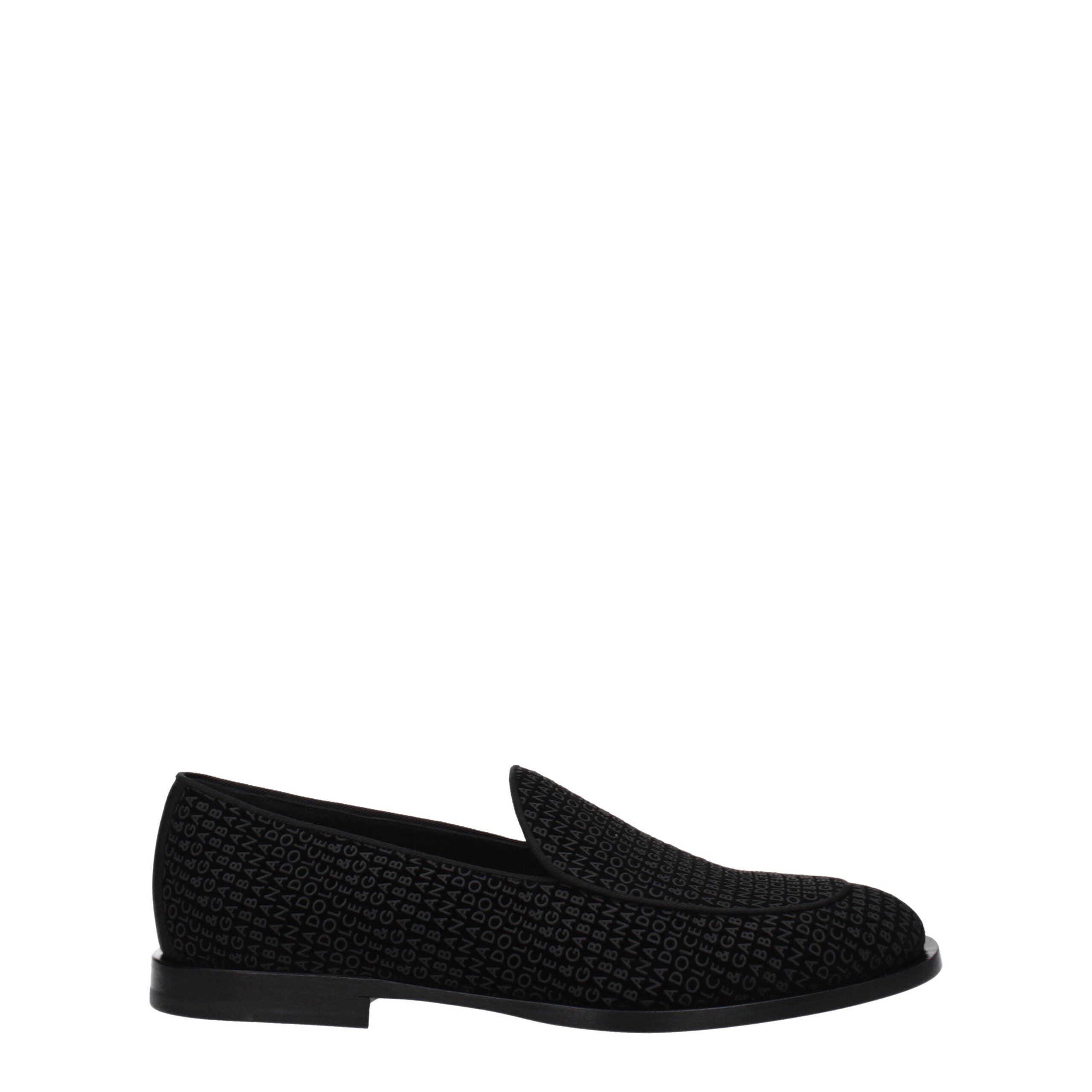 Dolce & Gabbana Black Velvet Slip-On Men's Loafers