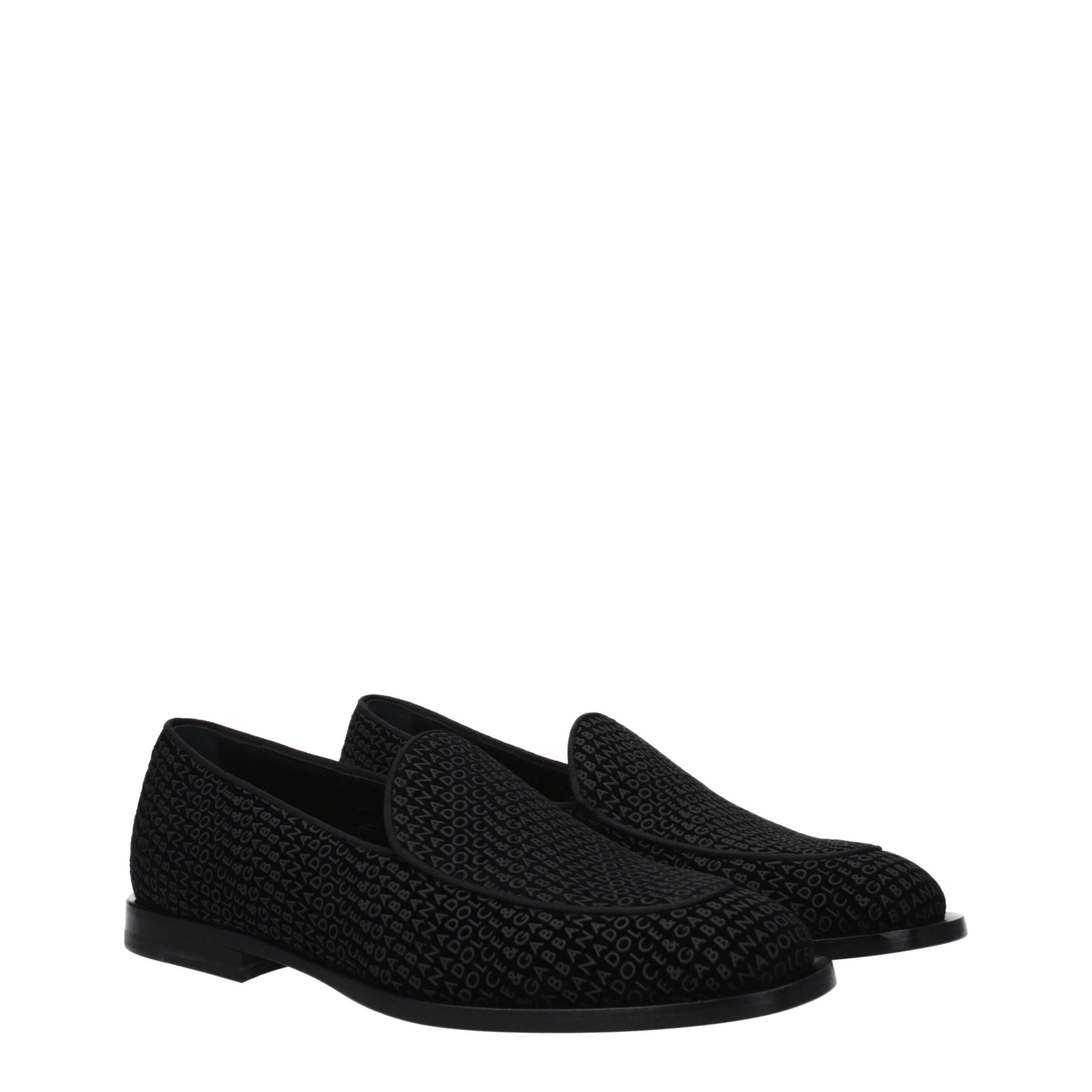 Dolce & Gabbana Black Velvet Slip-On Men's Loafers