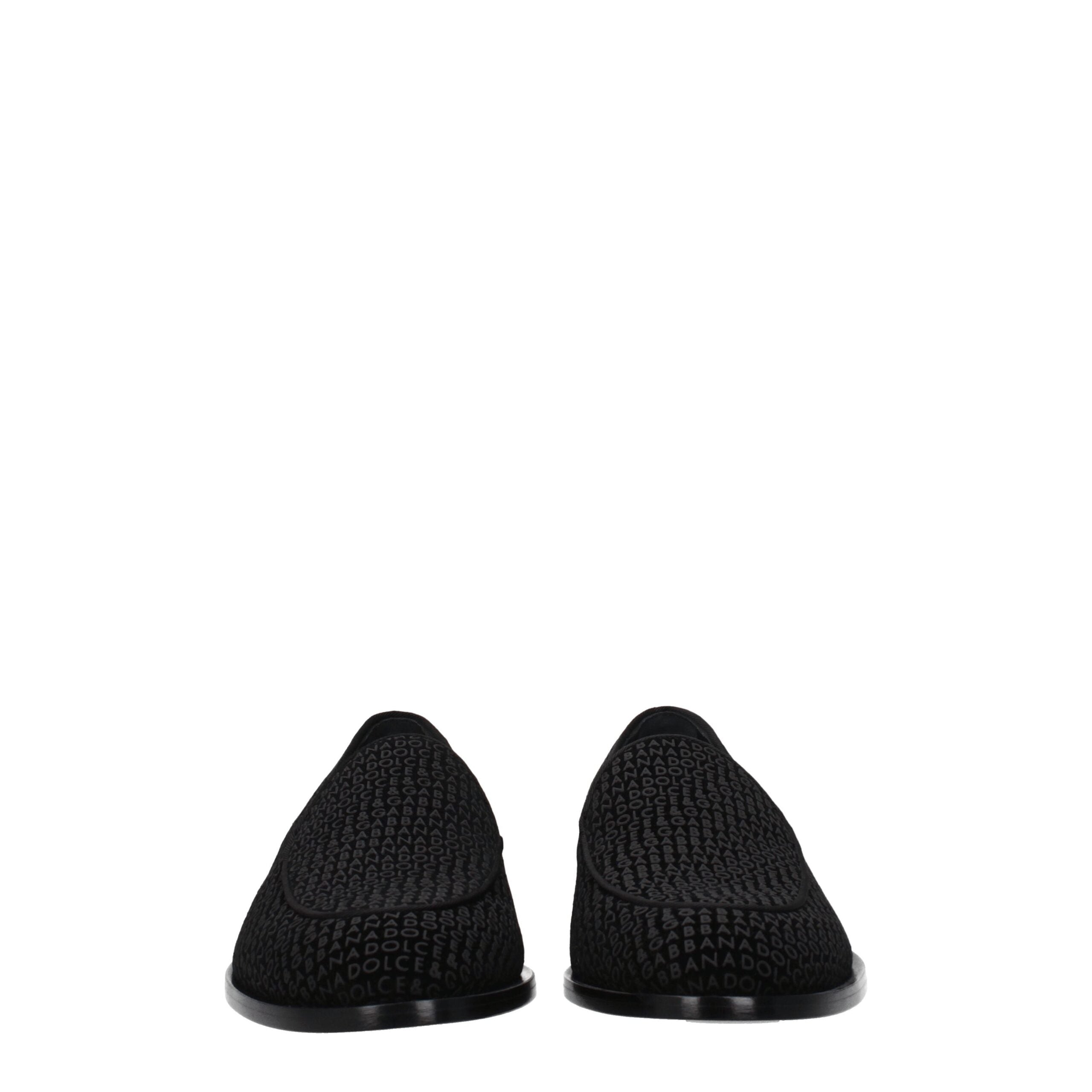 Dolce & Gabbana Black Velvet Slip-On Men's Loafers