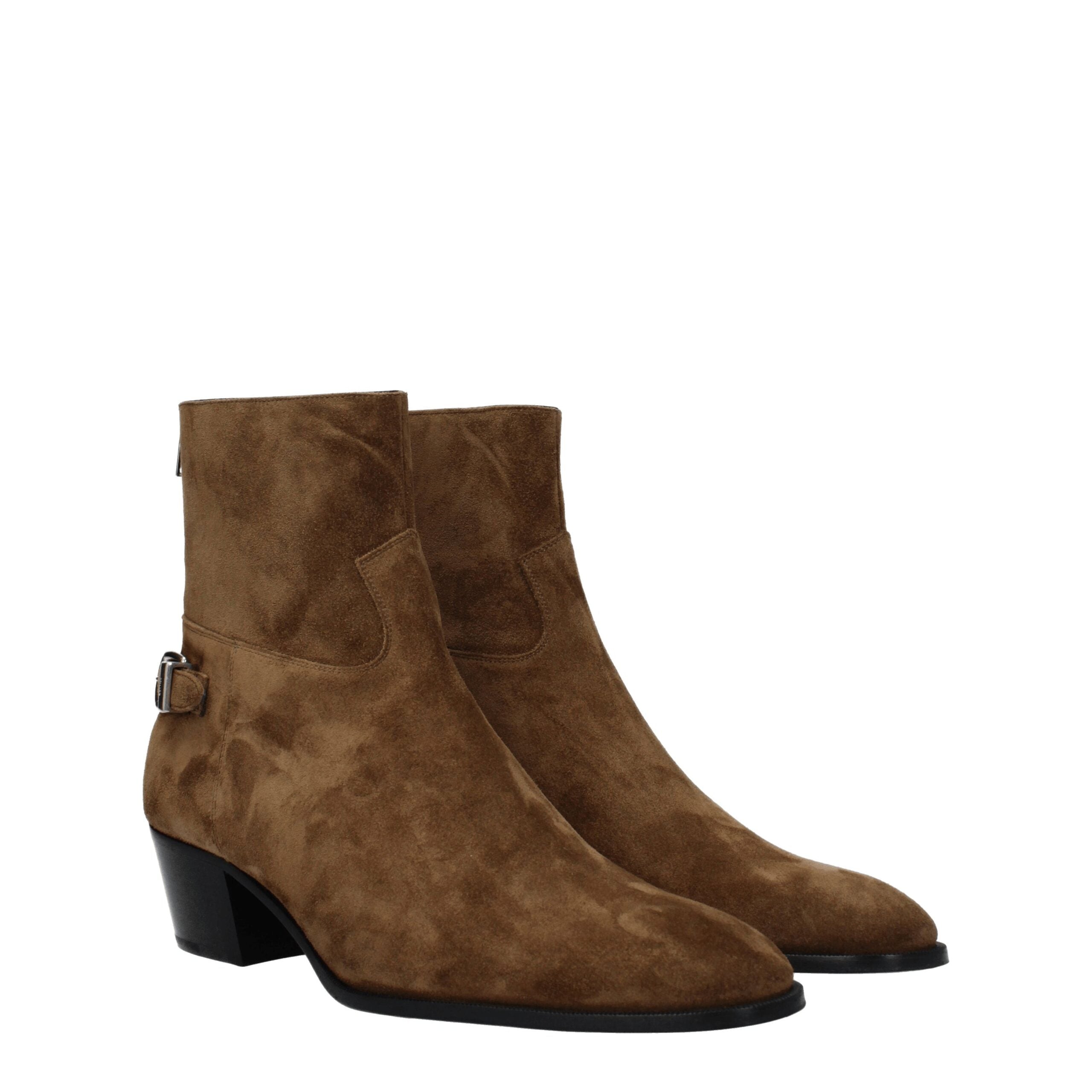 Celine Brown Leather Ankle Men's Boots