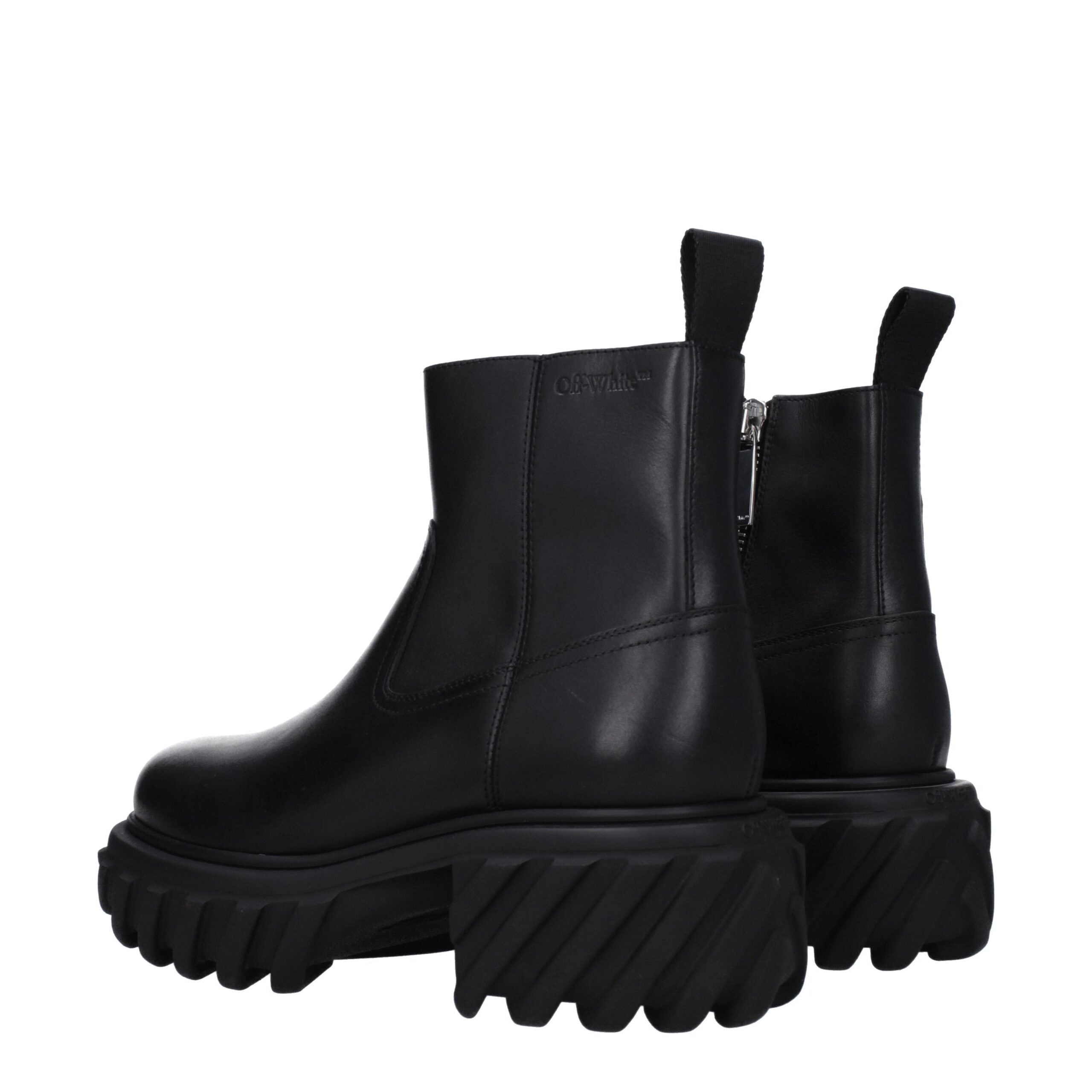 Off-White Black Leather Ankle Men's Boots