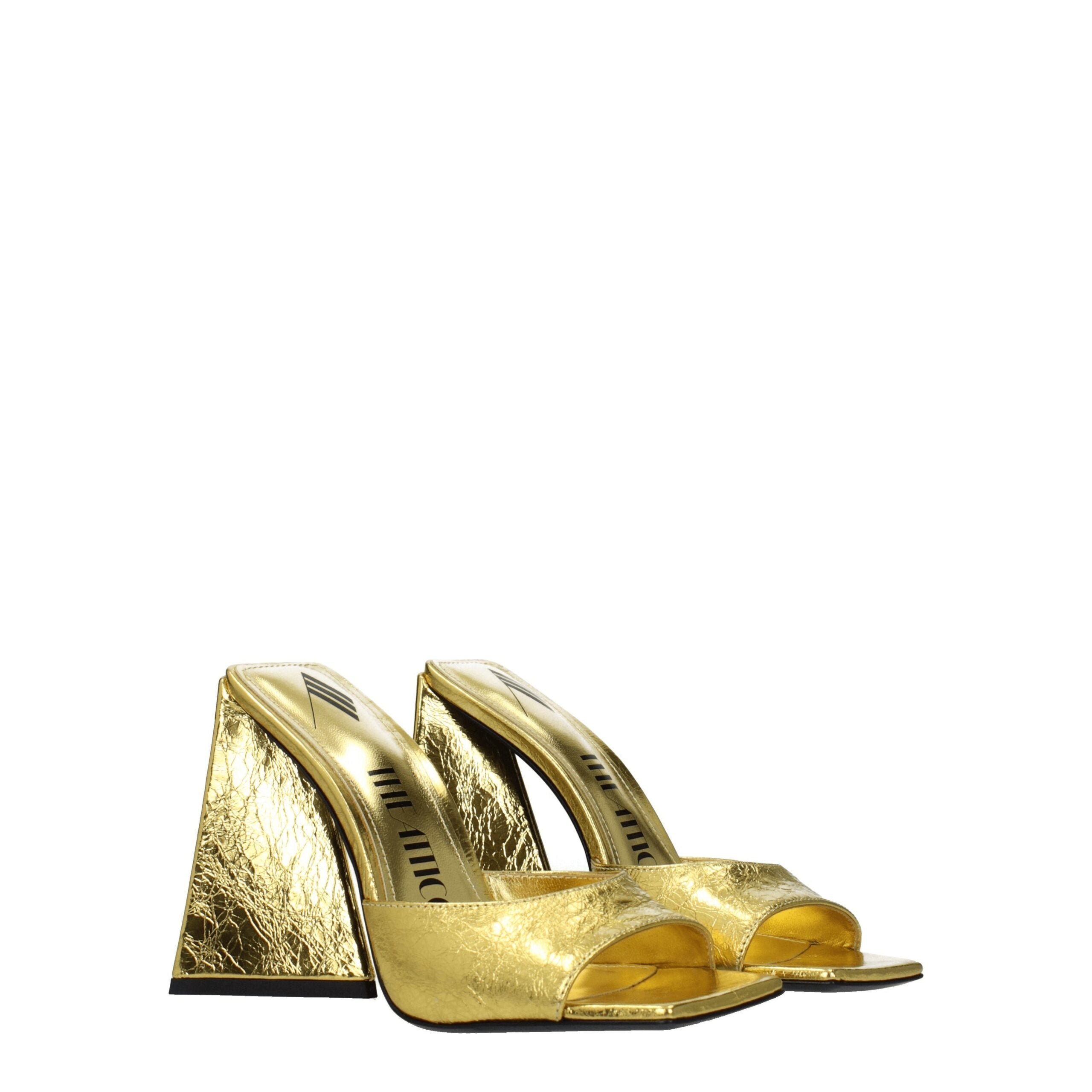 The Attico Gold Leather Platform Women's Sandals
