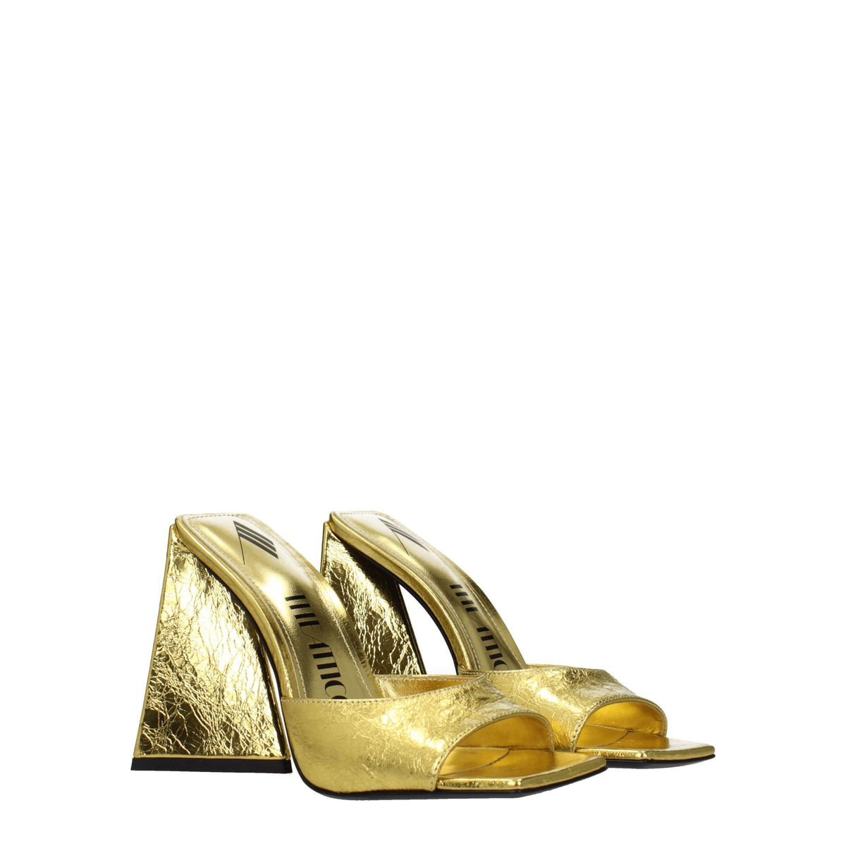 The Attico Gold Leather Platform Women's Sandals