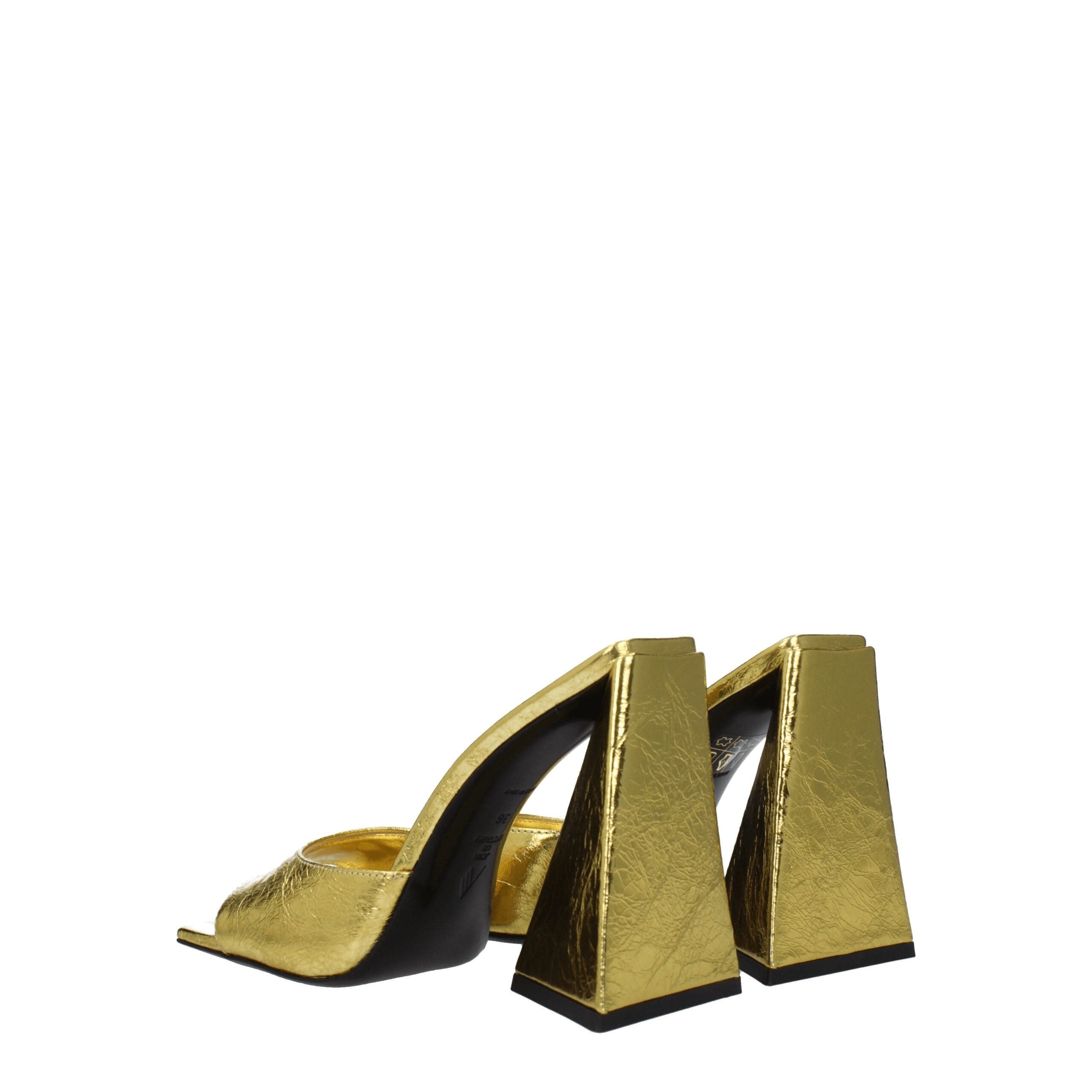 The Attico Gold Leather Platform Women's Sandals