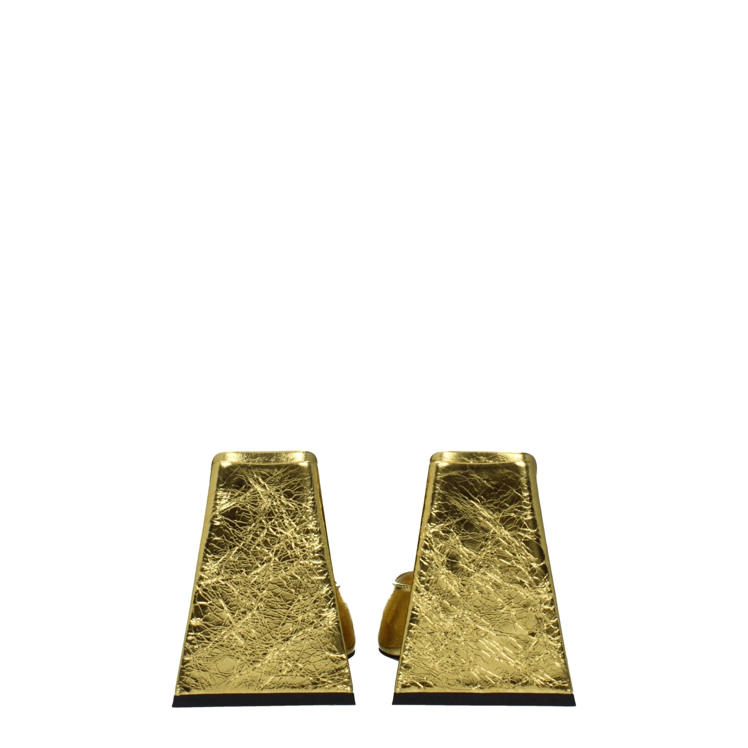 The Attico Gold Leather Platform Women's Sandals