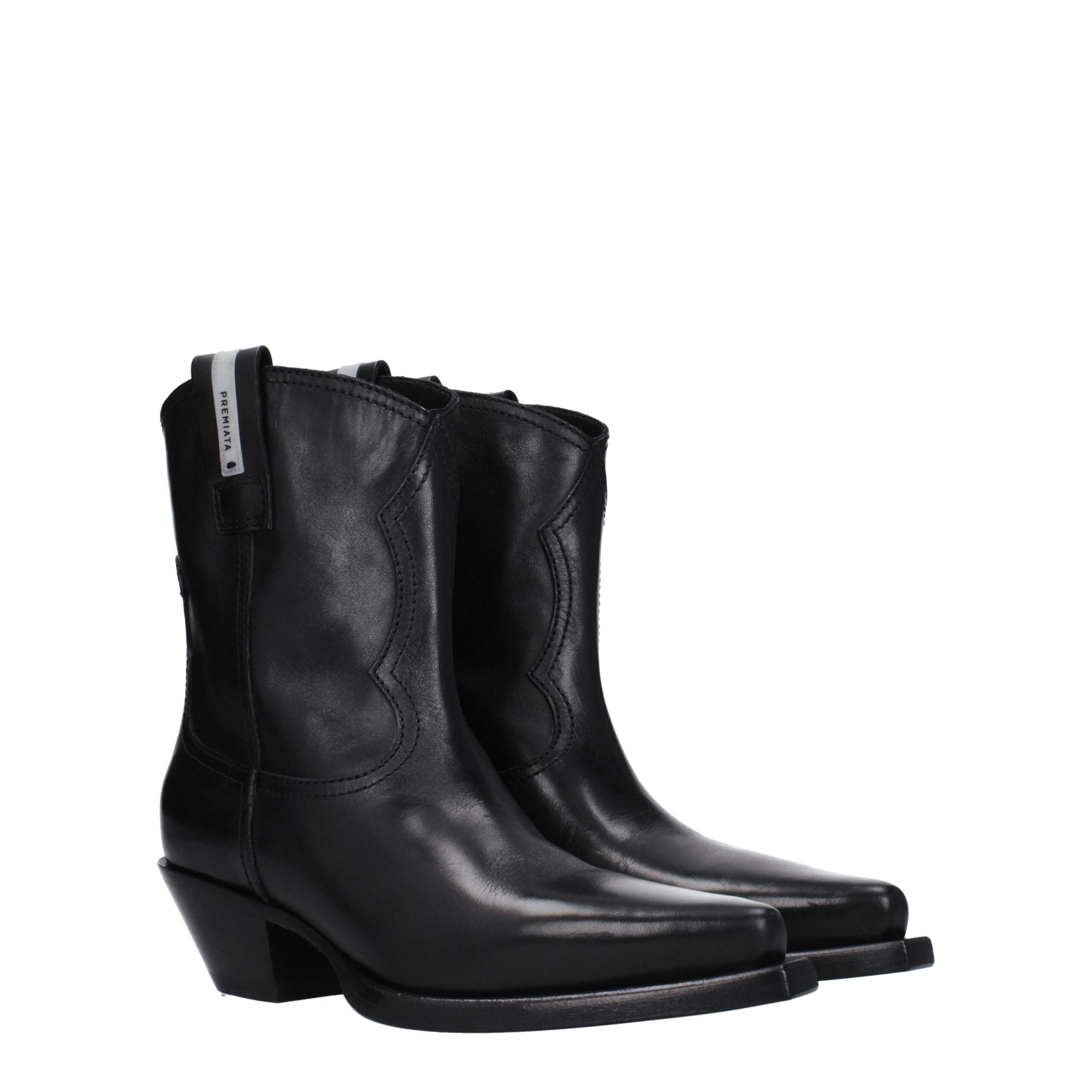 Premiata Black Leather Ankle Women's Boots