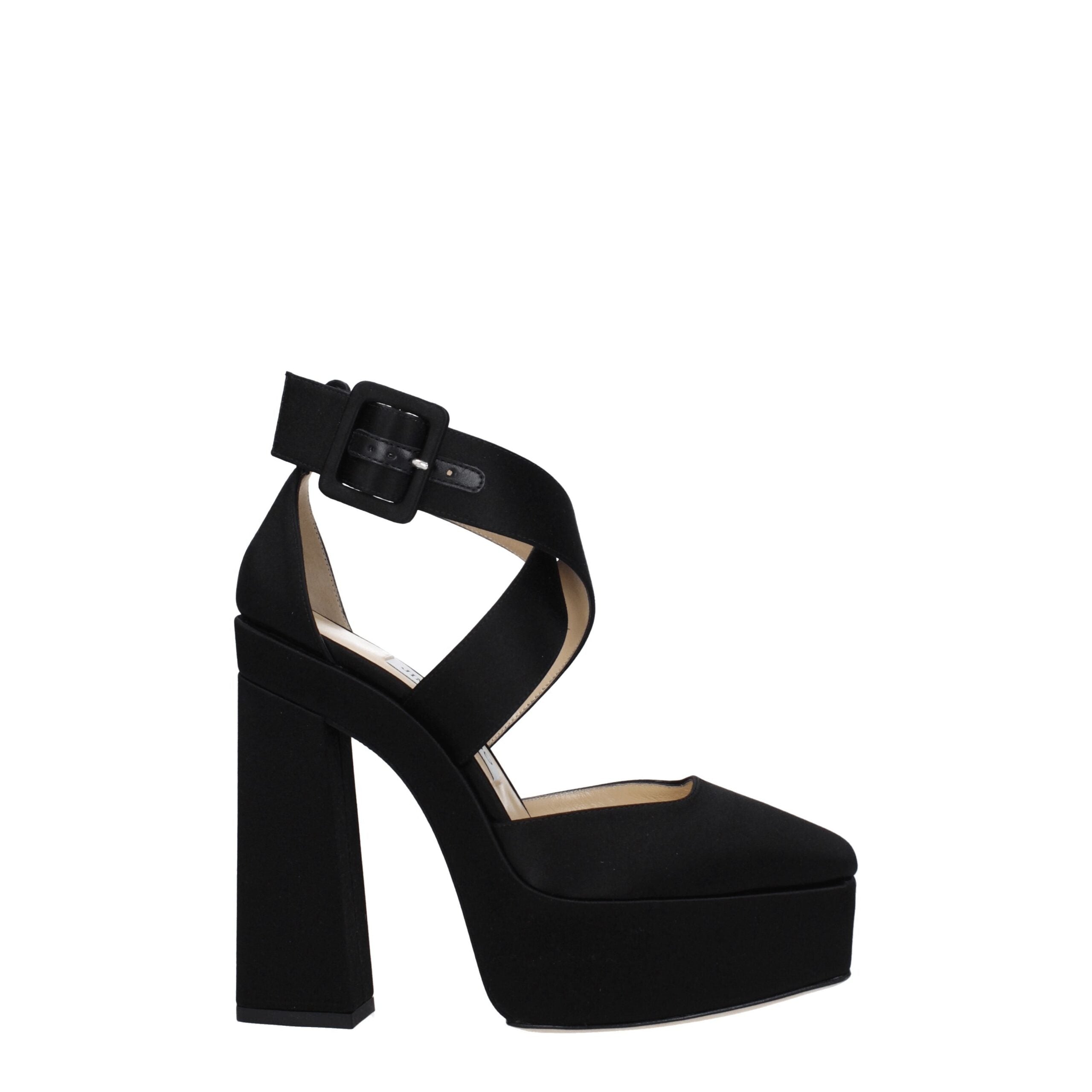 Jimmy Choo Black Satin Platform Women's Sandals