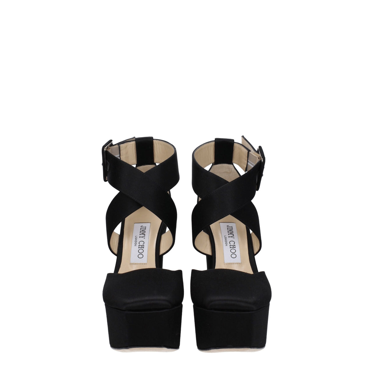 Jimmy Choo Black Satin Platform Women's Sandals