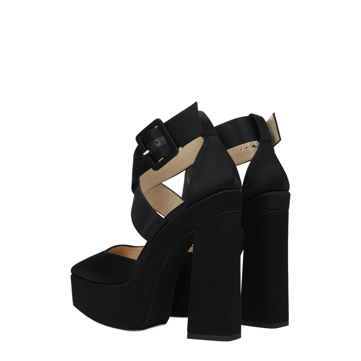 Jimmy Choo Black Satin Platform Women's Sandals