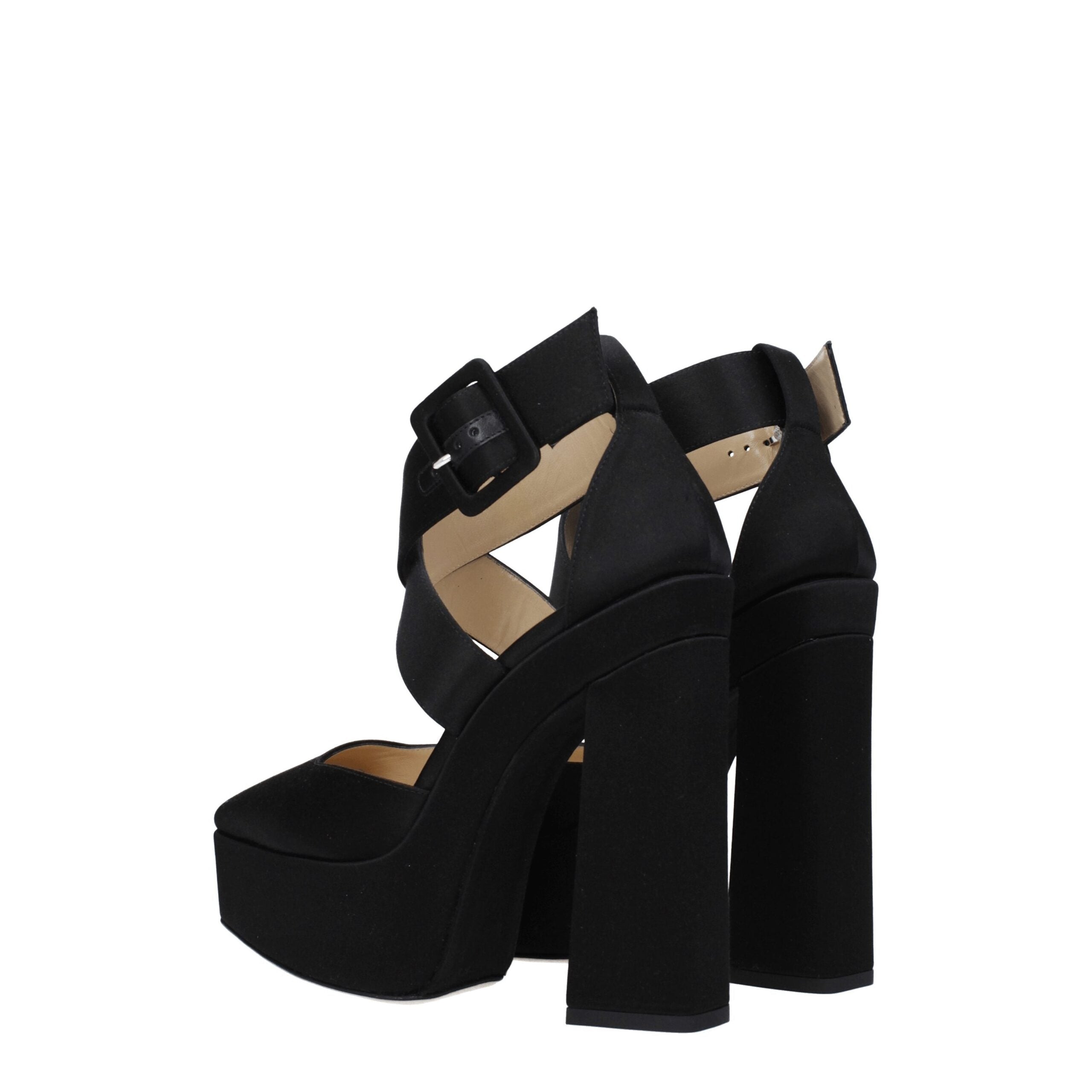 Jimmy Choo Black Satin Platform Women's Sandals