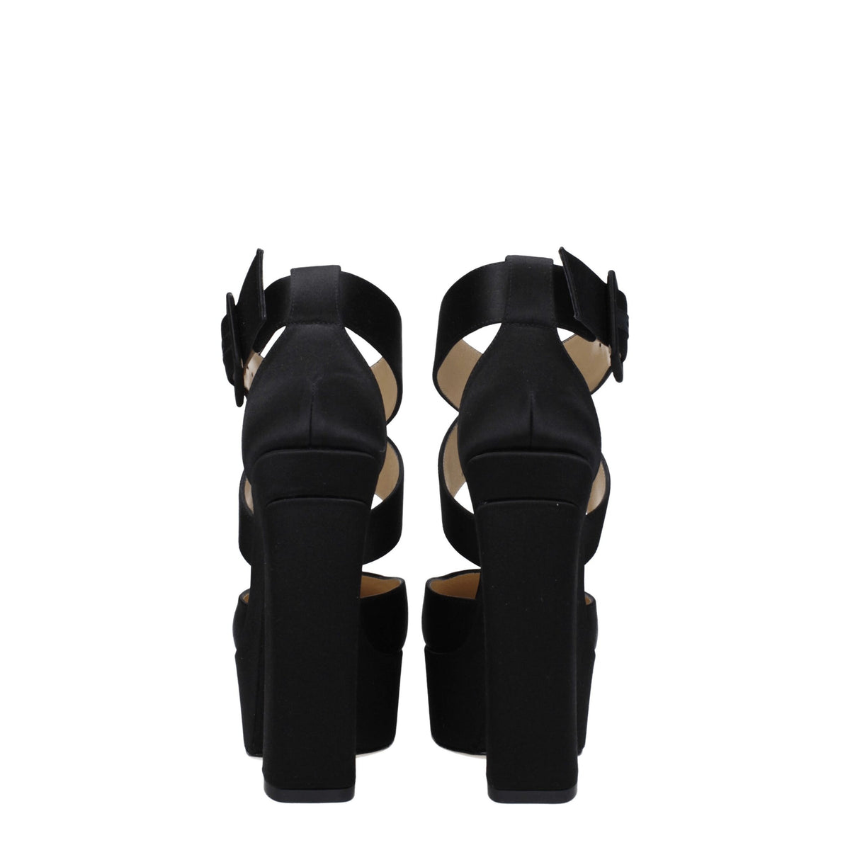 Jimmy Choo Black Satin Platform Women's Sandals