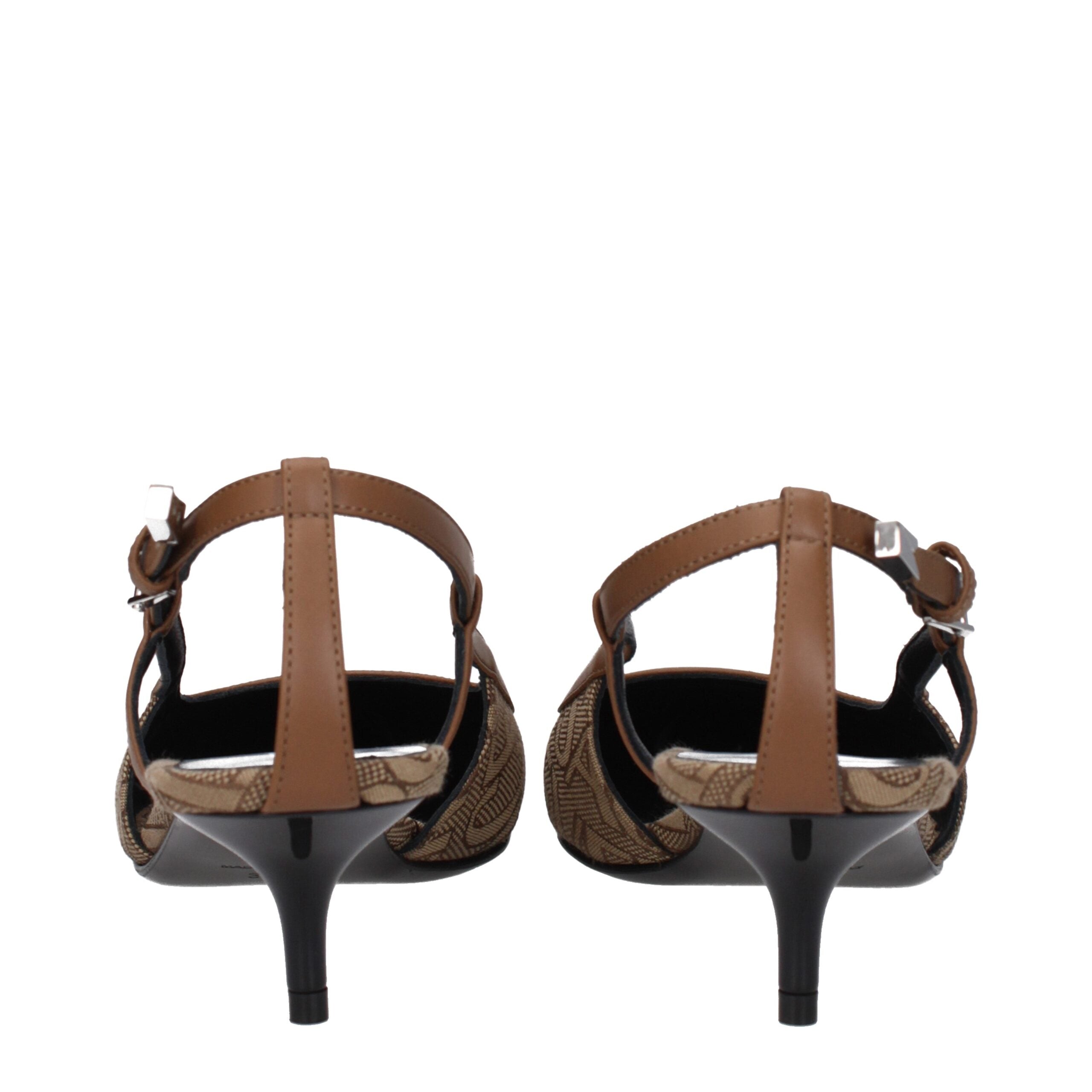 Versace Beige Fabric Mid Heel Women's Pumps