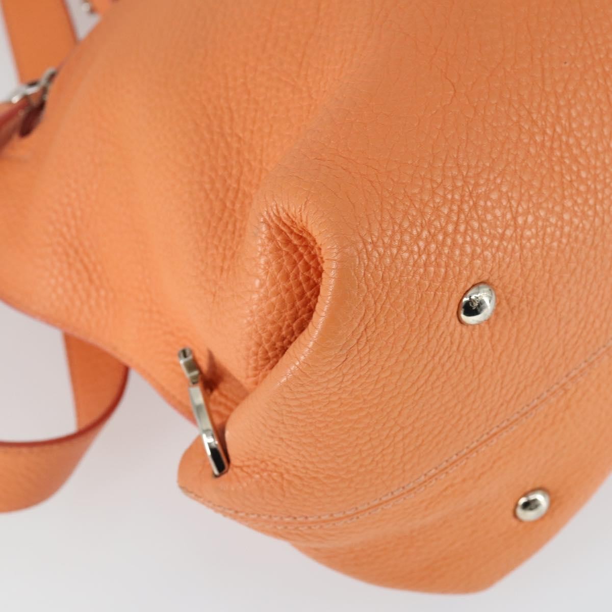 Salvatore Ferragamo Sofia Satchel Grainy Leather Orange Leather Handbag (Pre-Owned)