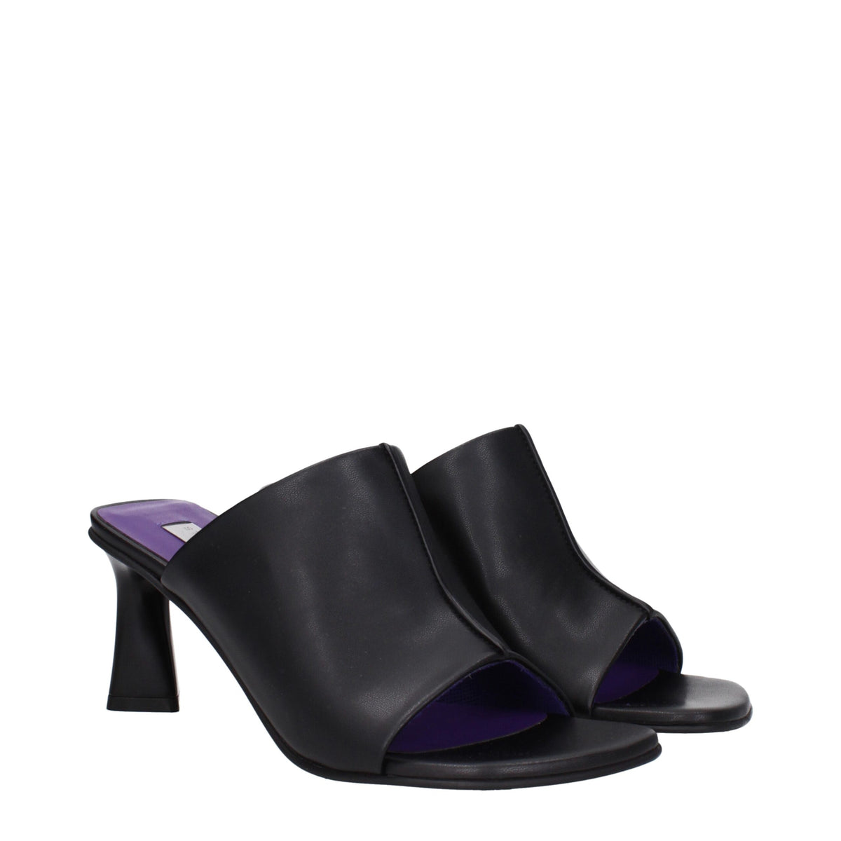 Stella McCartney Black Leather Stiletto Heel Women's Sandals