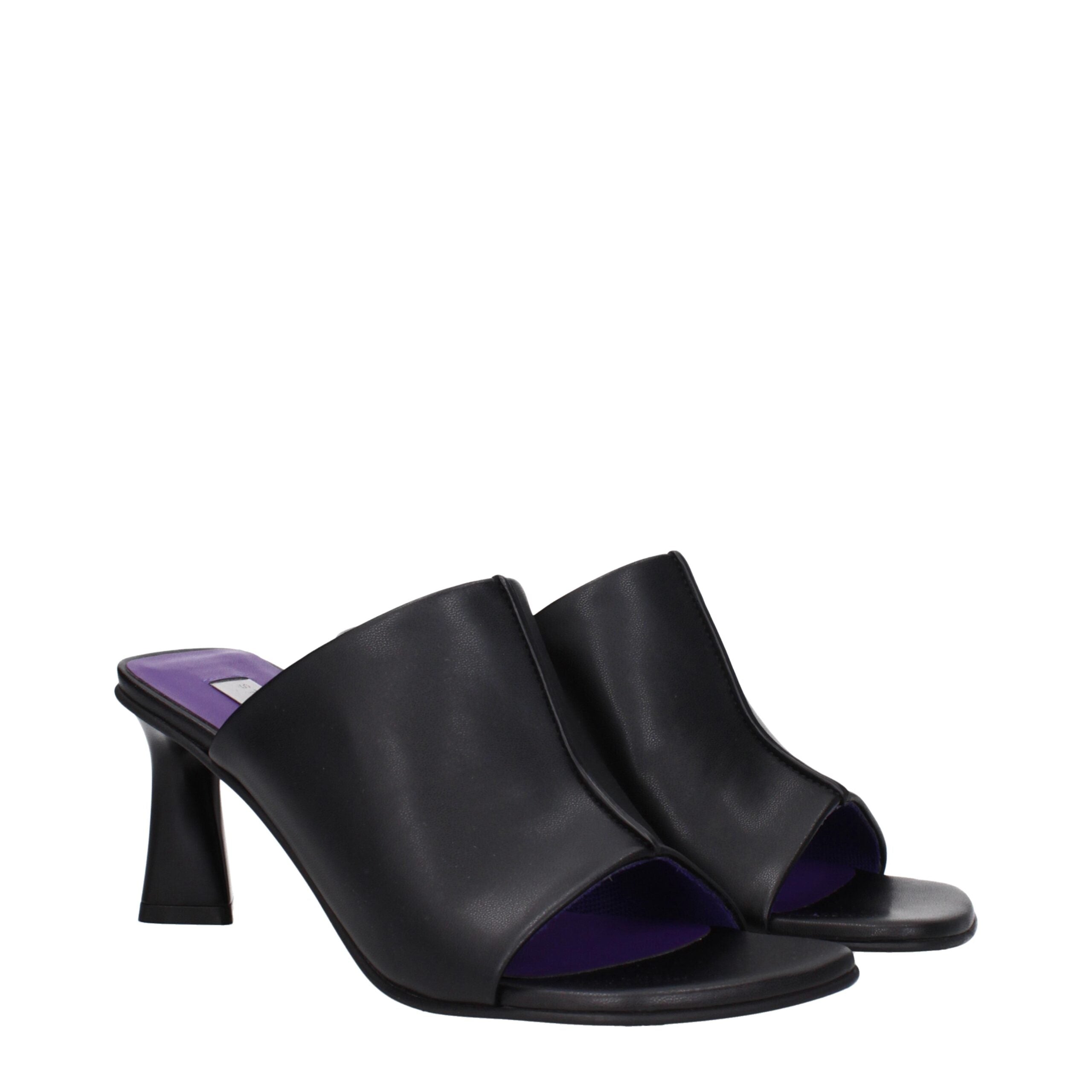 Stella McCartney Black Leather Stiletto Heel Women's Sandals
