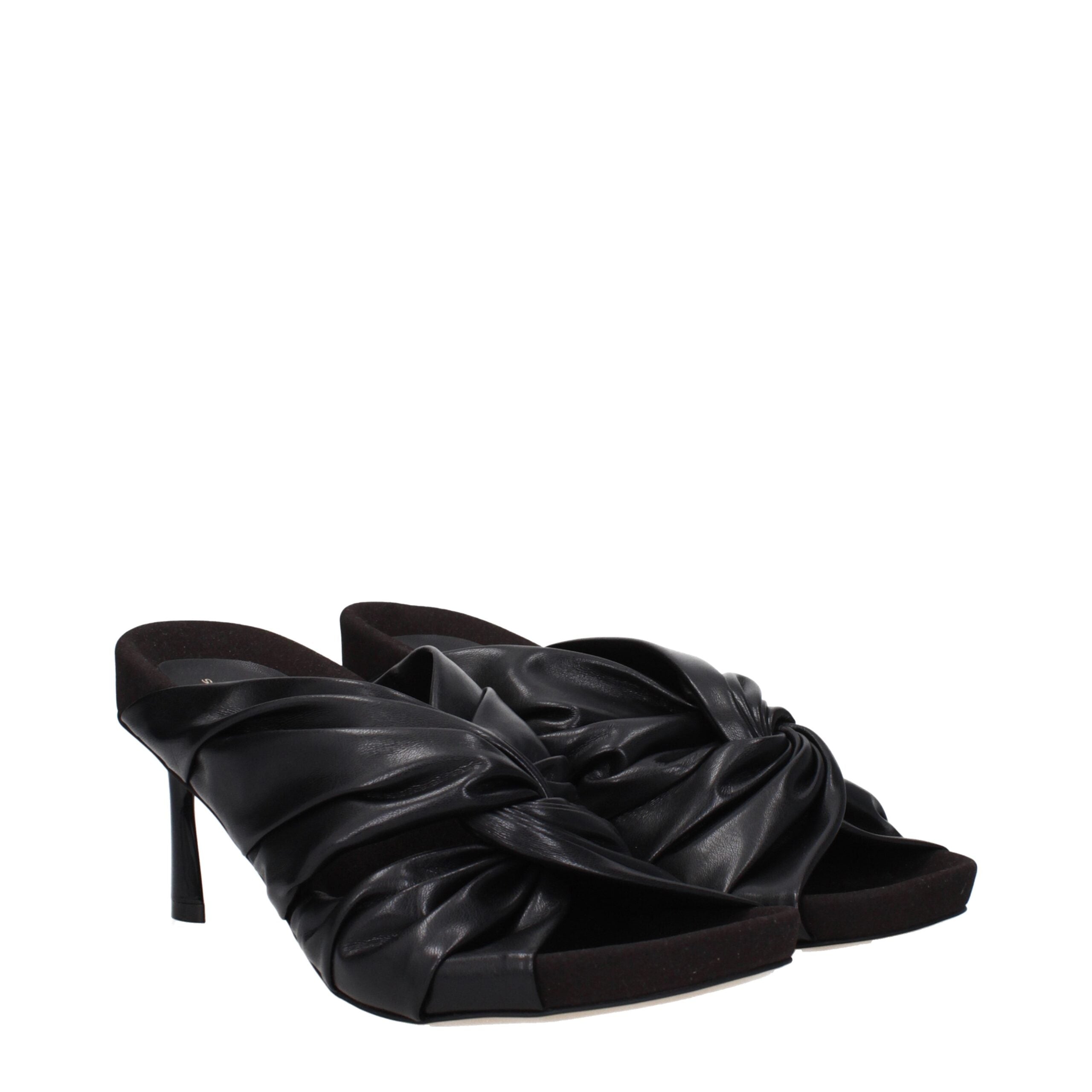 Stella McCartney Black Leather Stiletto Heel Women's Sandals