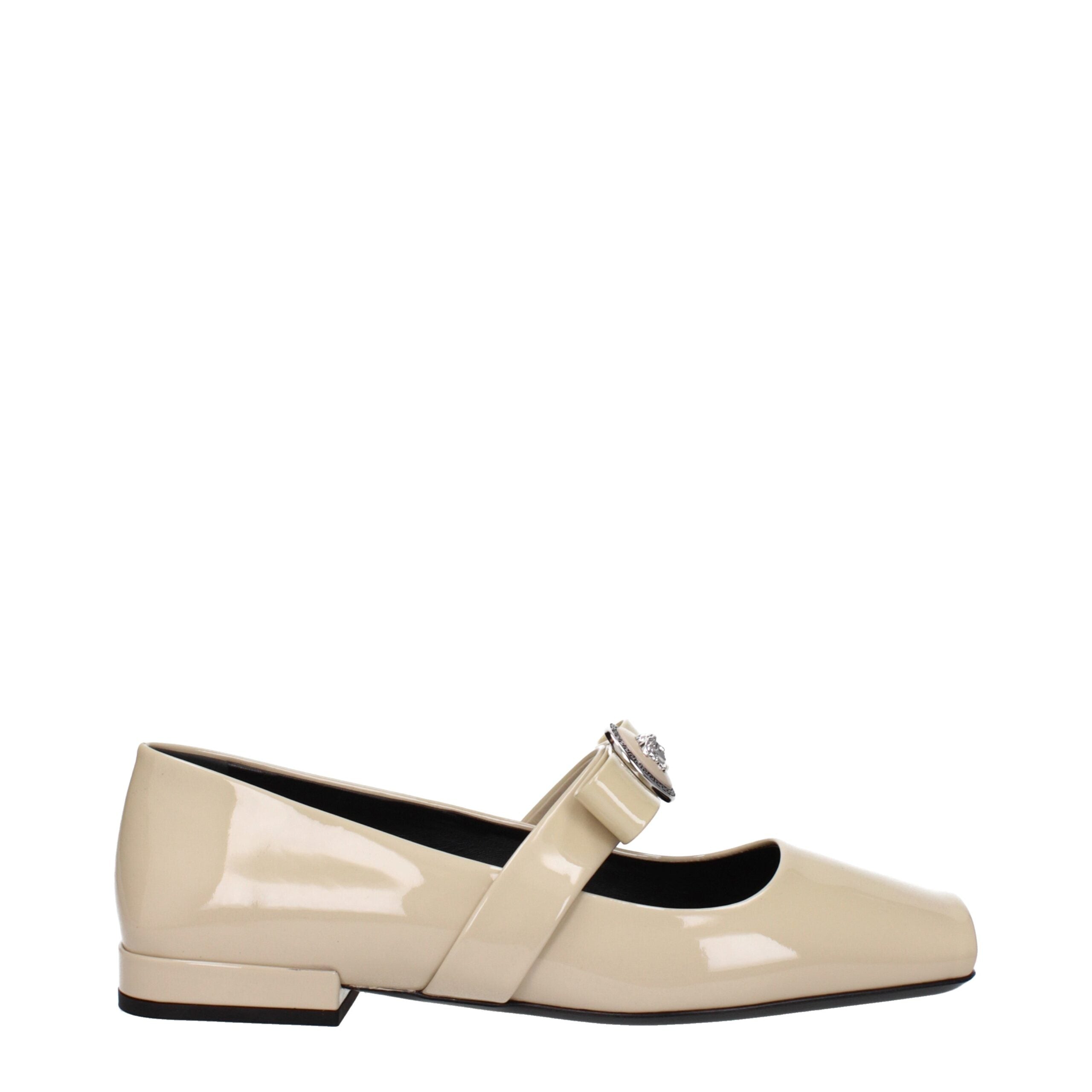 Versace Beige Leather Ballet Women's Flats