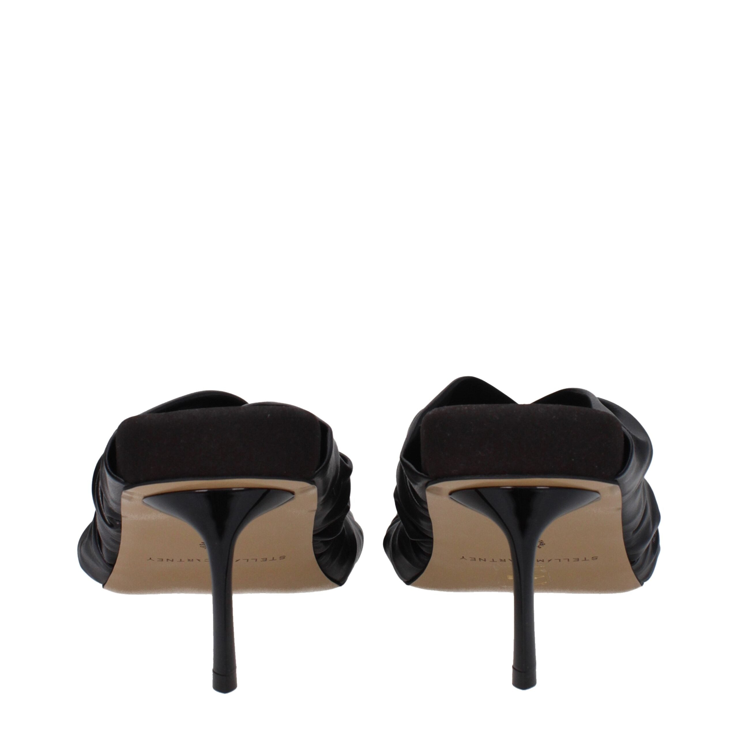 Stella McCartney Black Leather Stiletto Heel Women's Sandals