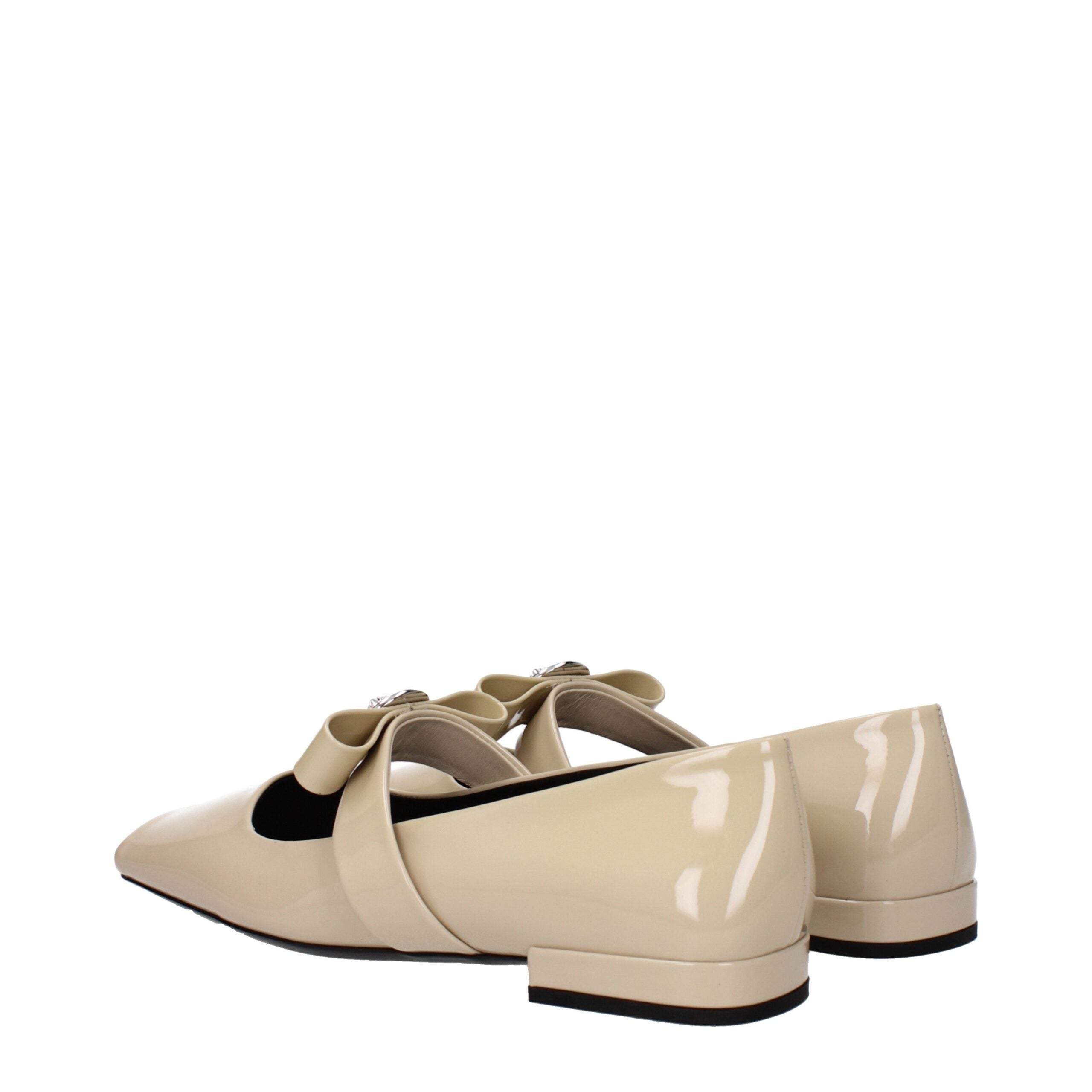Versace Beige Leather Ballet Women's Flats