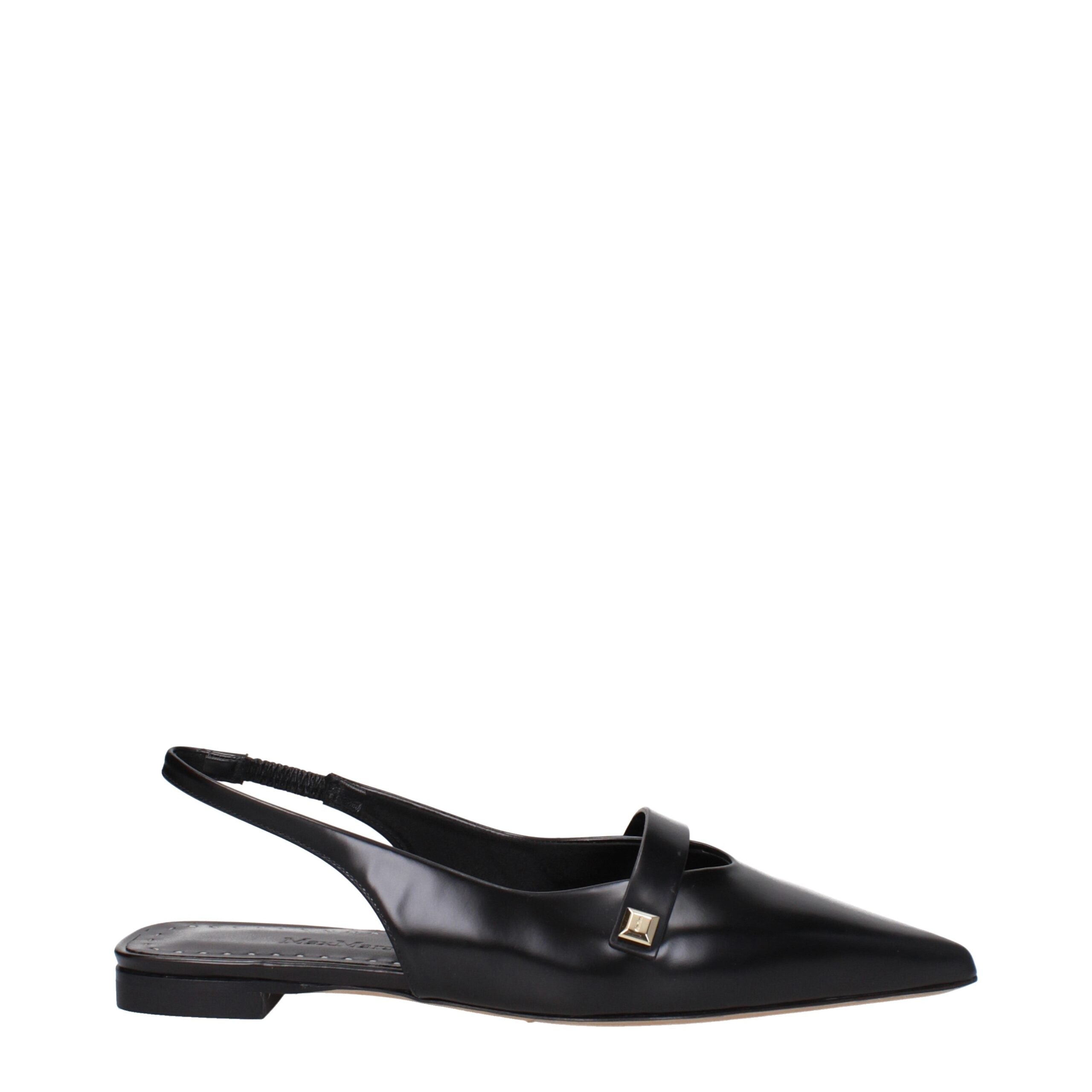 Max Mara Black Leather Ballet Women's Flats