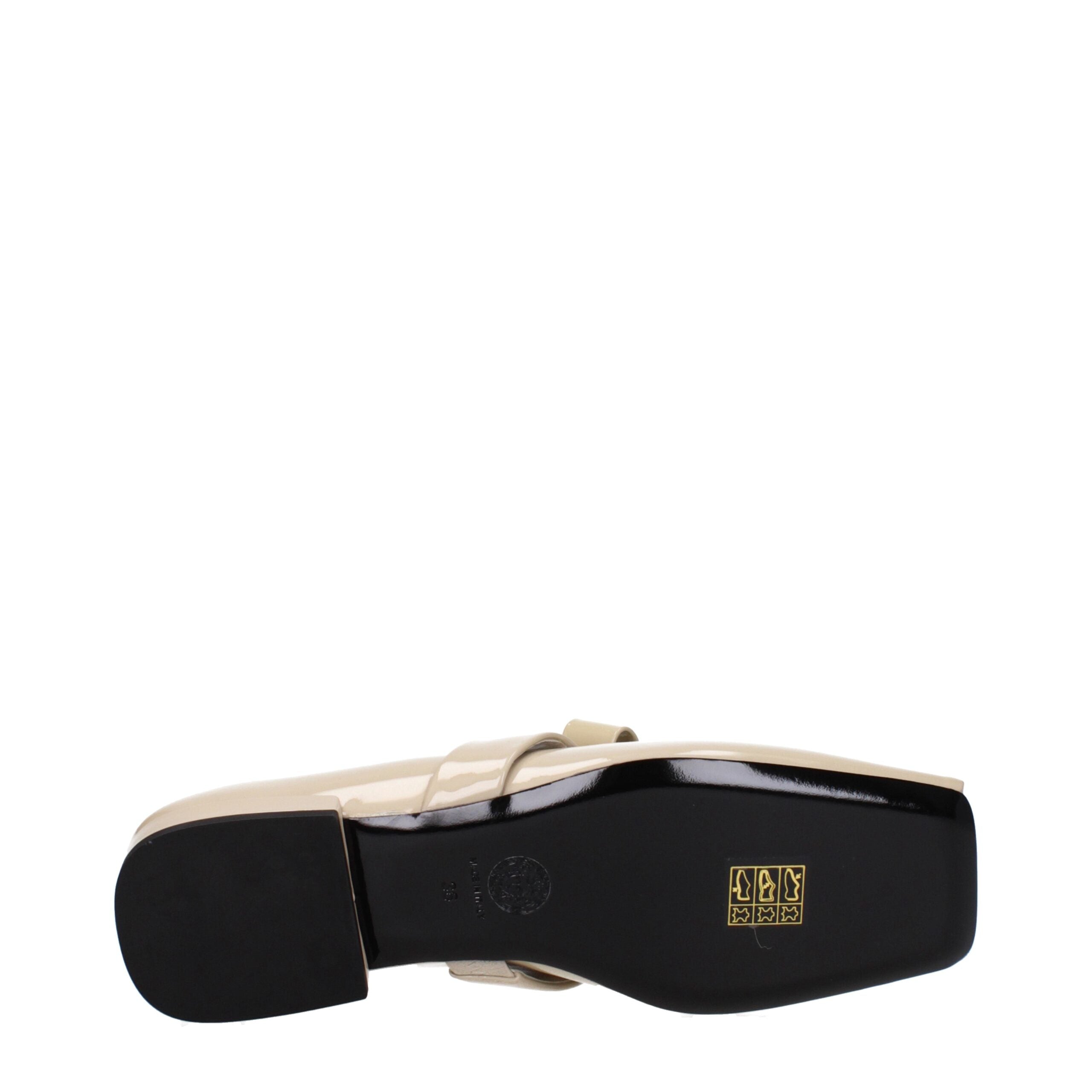 Versace Beige Leather Ballet Women's Flats