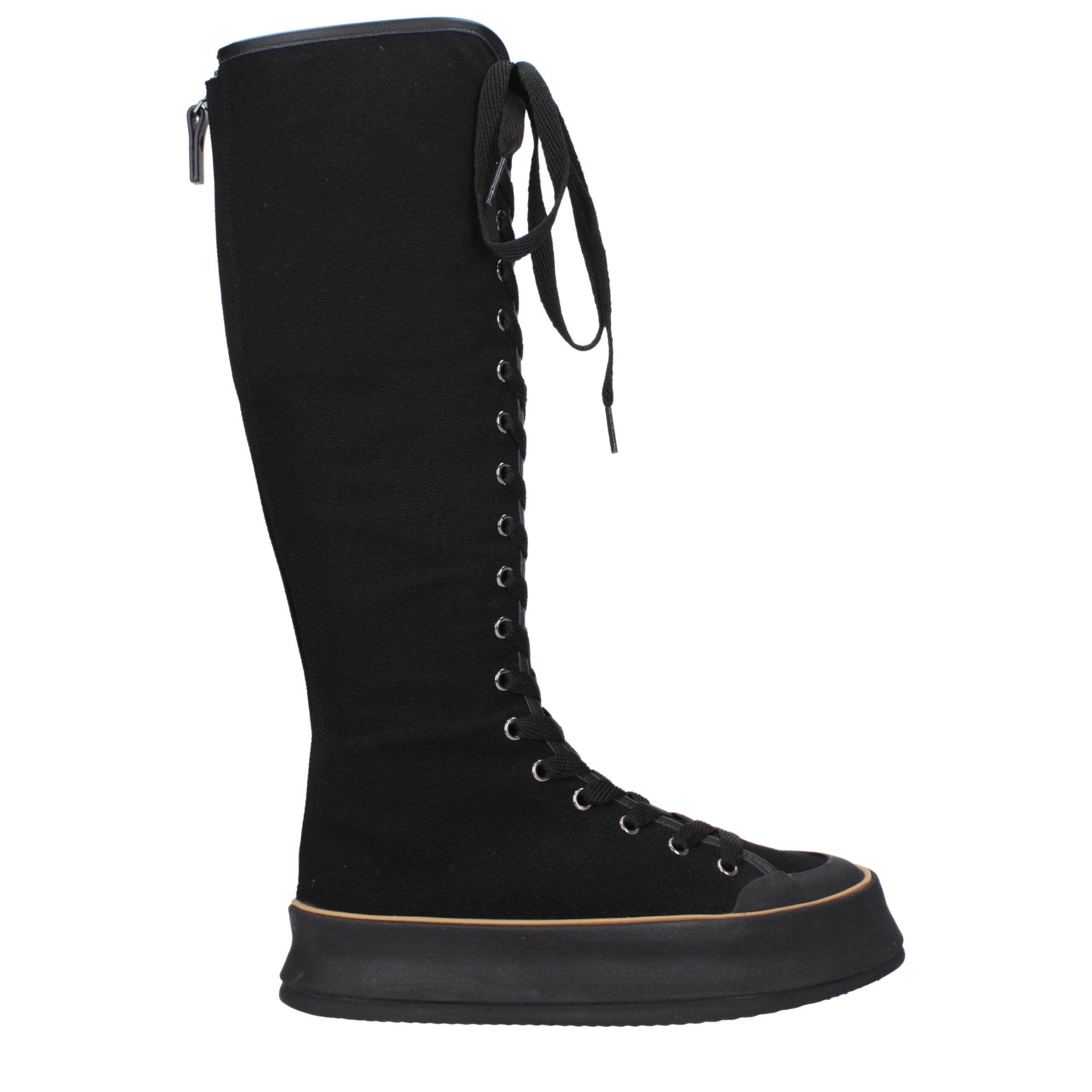 Max Mara Black Fabric Lace-Up Women's Boots