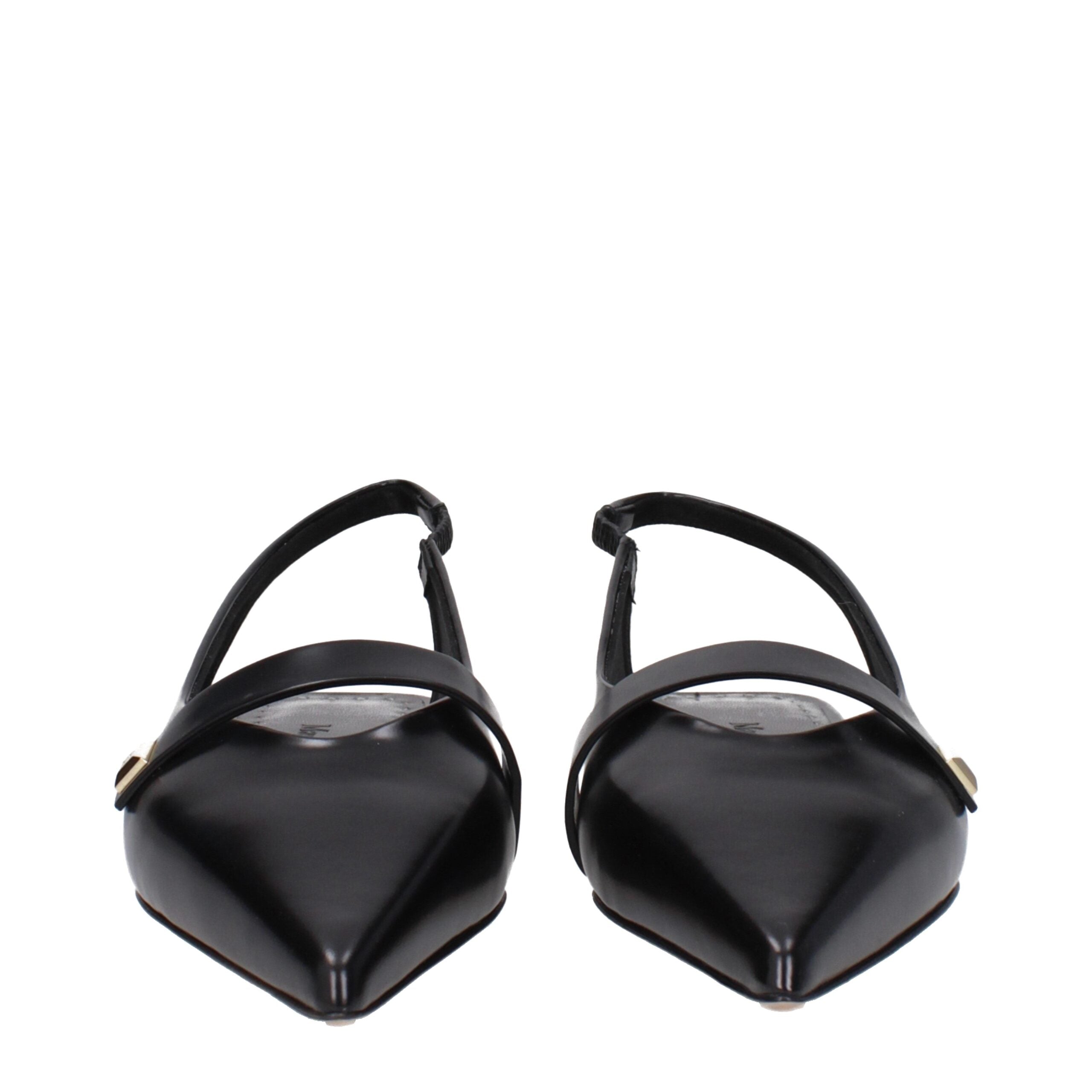 Max Mara Black Leather Ballet Women's Flats