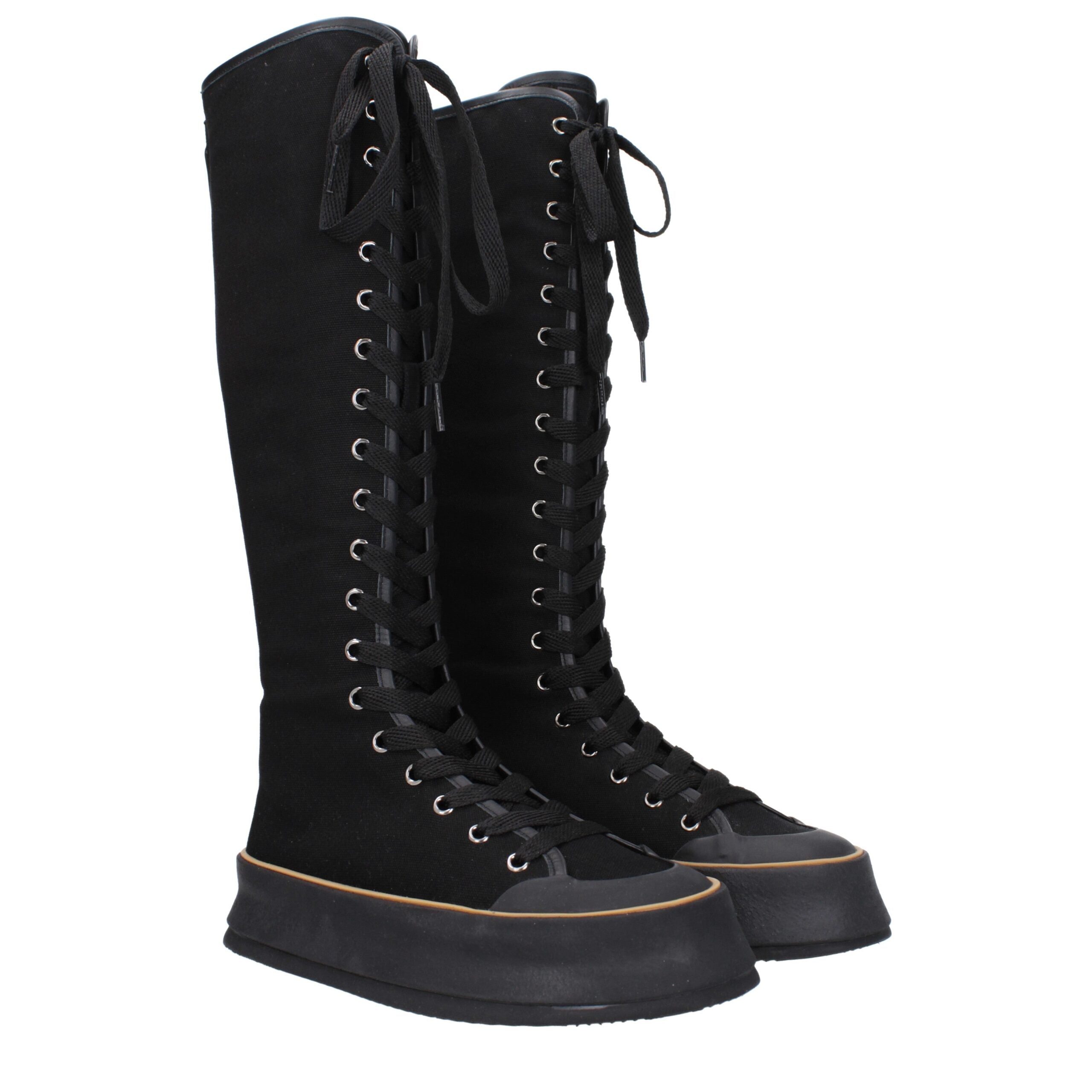 Max Mara Black Fabric Lace-Up Women's Boots