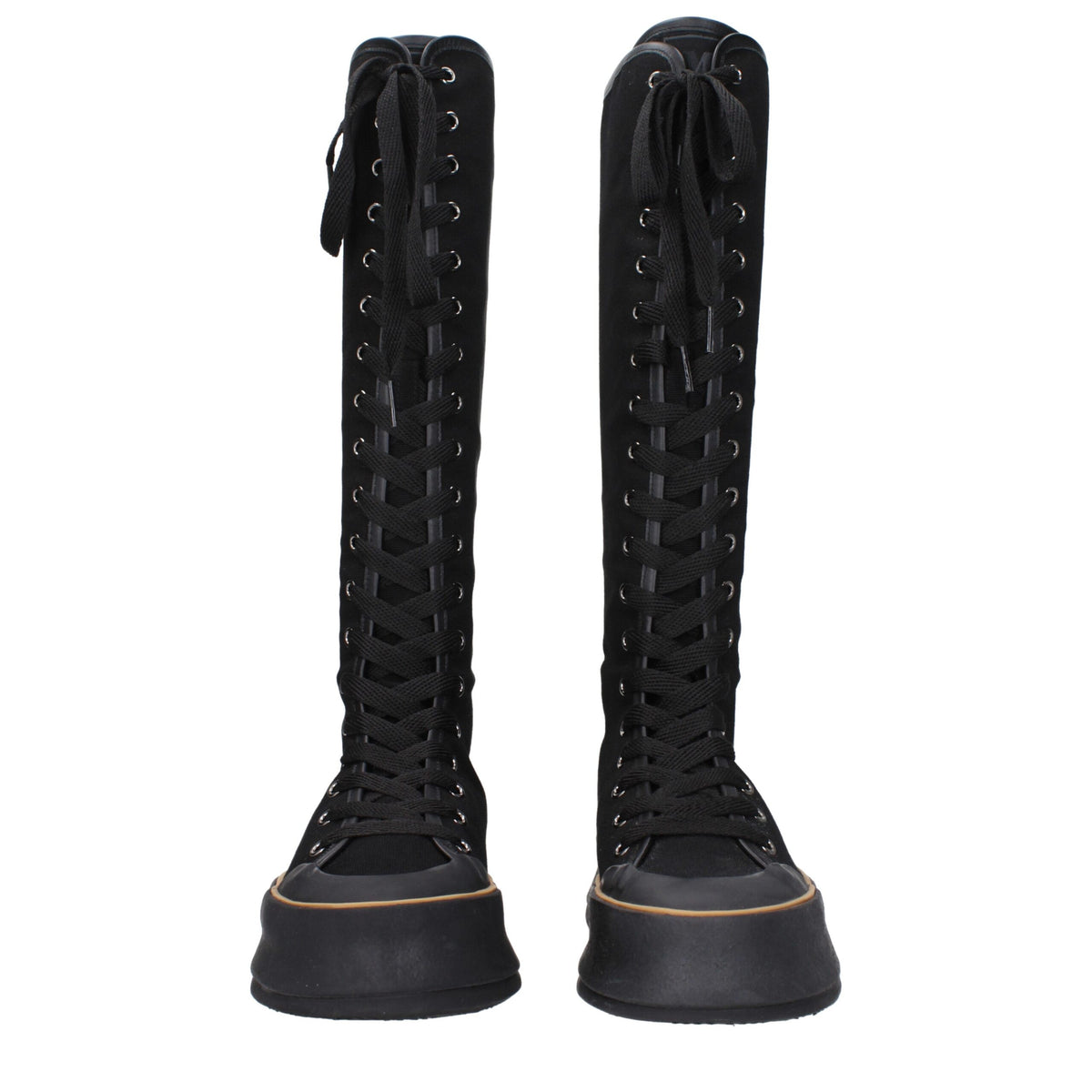 Max Mara Black Fabric Lace-Up Women's Boots