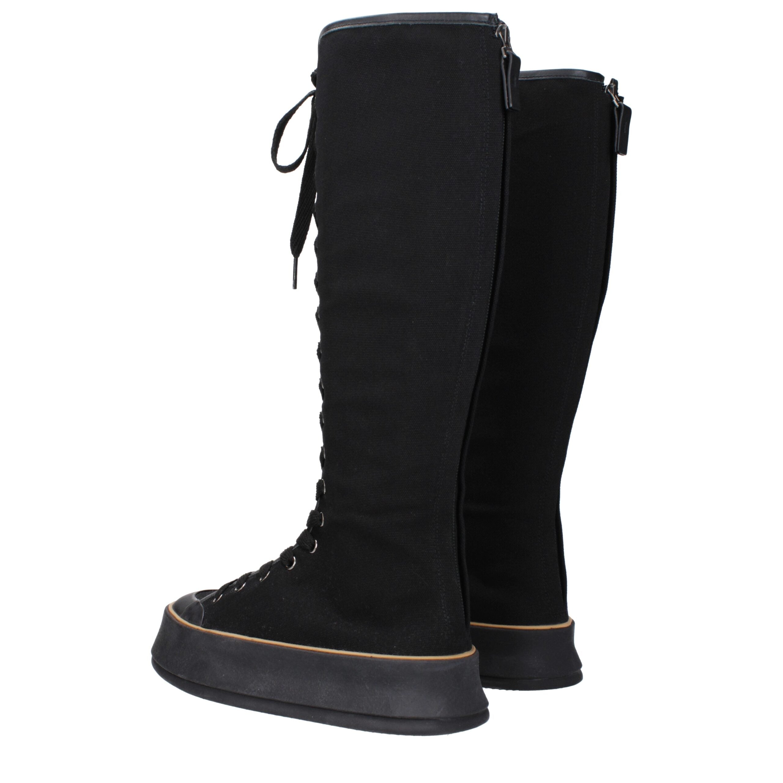 Max Mara Black Fabric Lace-Up Women's Boots