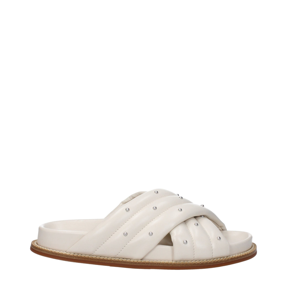 Fabiana Filippi Beige Leather Women's Slippers