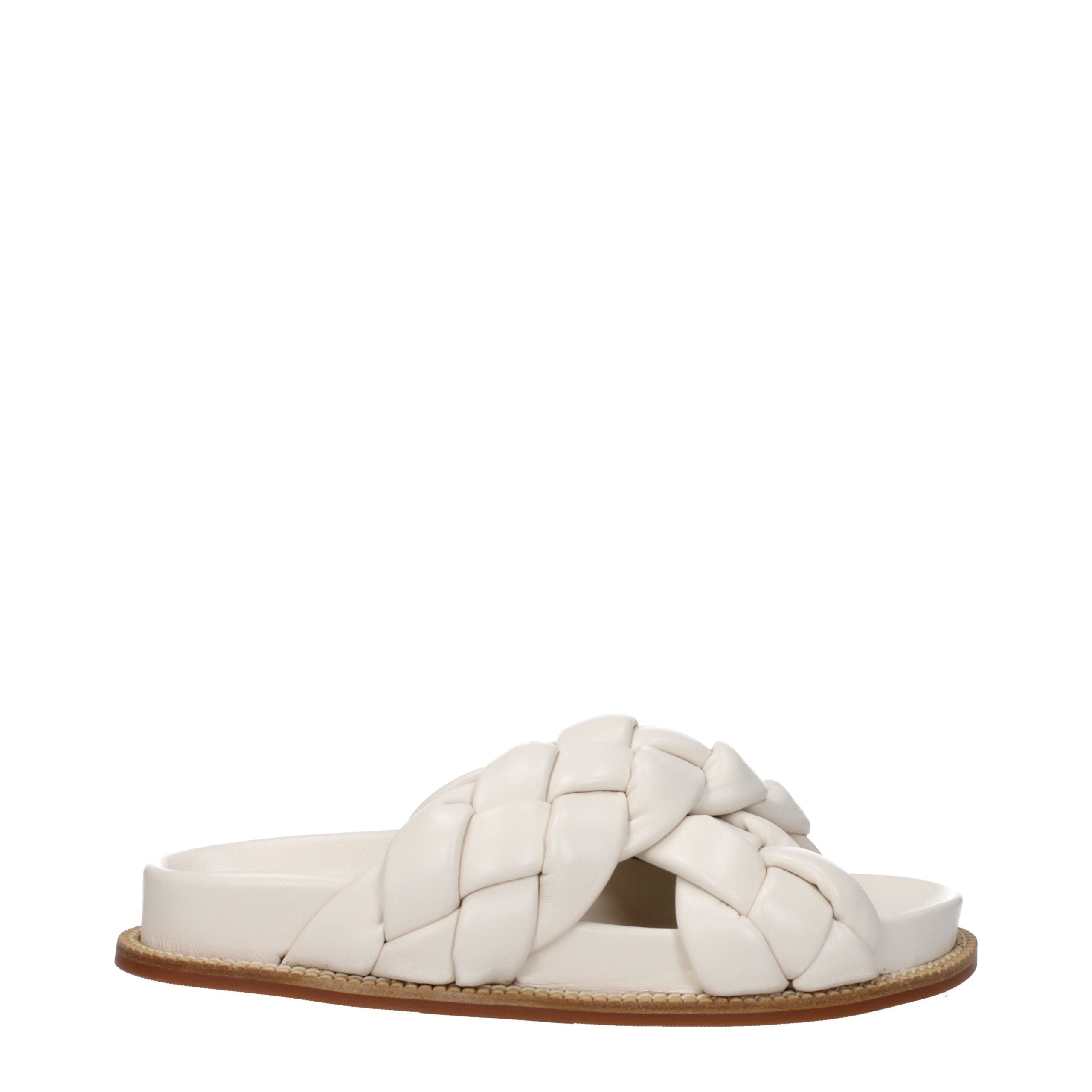 Fabiana Filippi Beige Leather Women's Slippers
