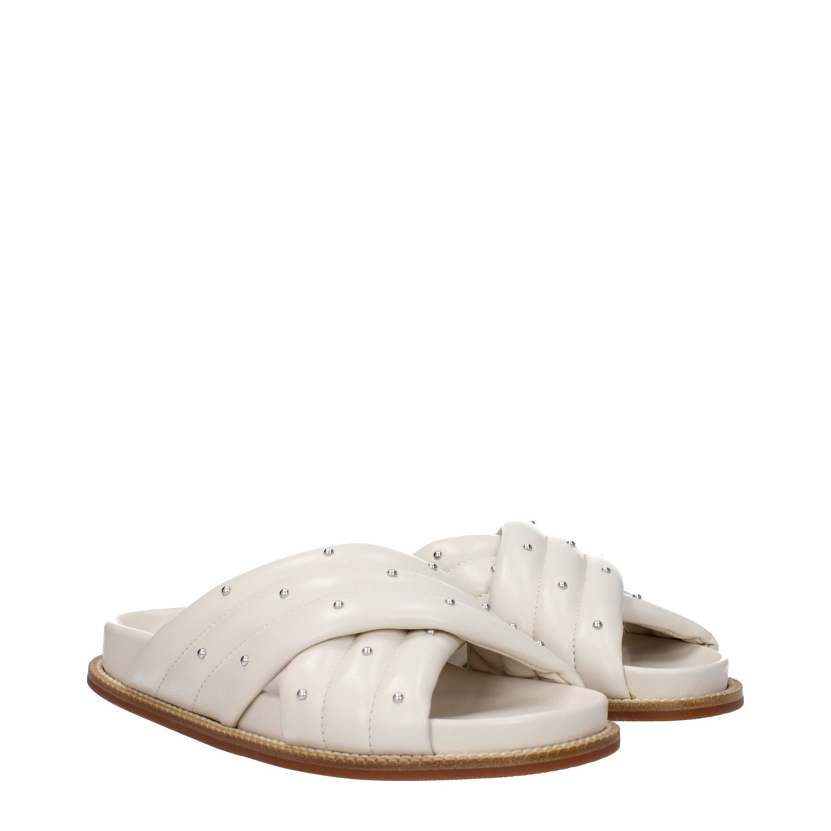 Fabiana Filippi Beige Leather Women's Slippers
