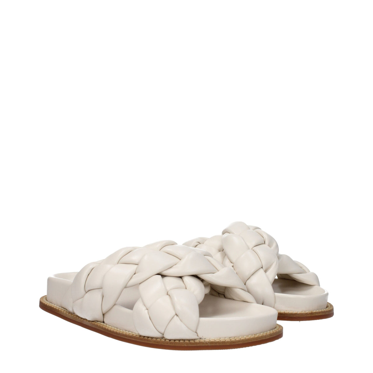 Fabiana Filippi Beige Leather Women's Slippers